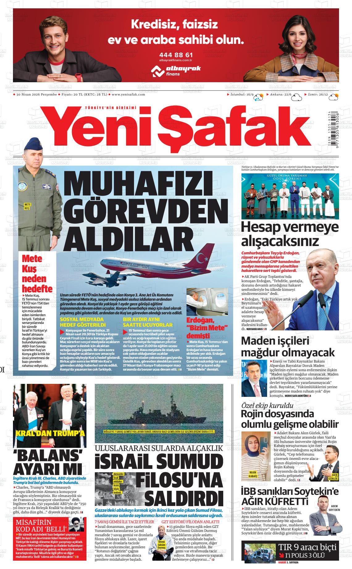Yeni Şafak Gazetesi 30.04.2026