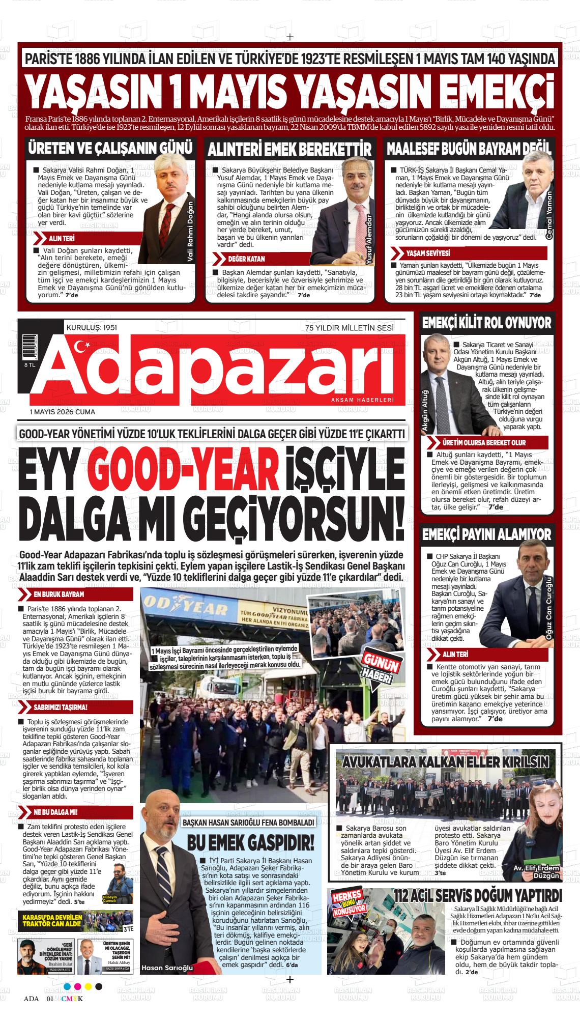 Sakarya Adapazariaksamhaberleri 01.05.2026