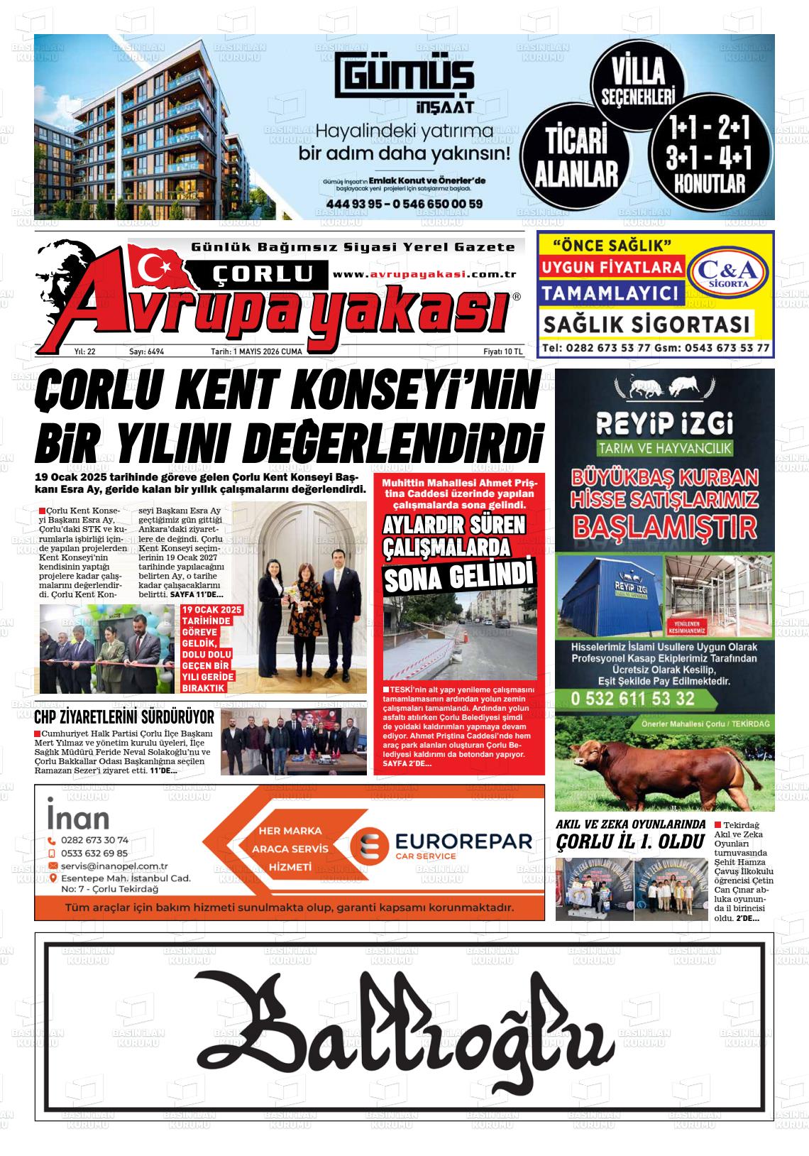 Tekirdag Avrupayakasi 01.05.2026