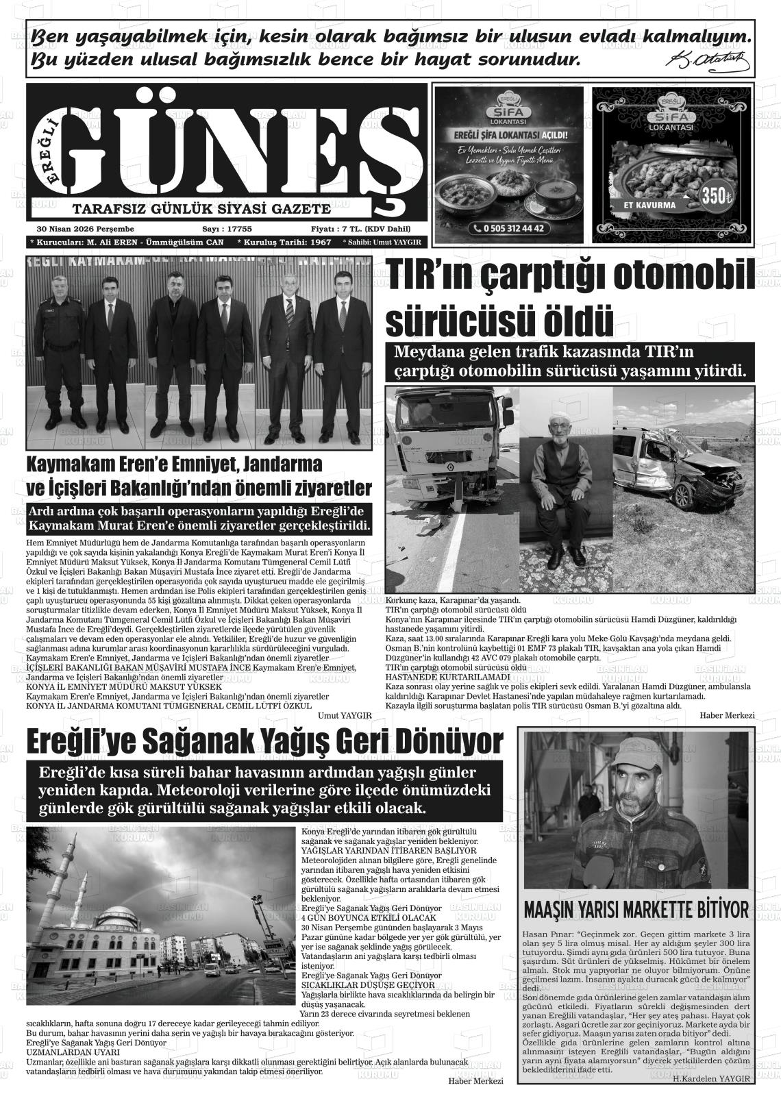 Konya Eregligunes 01.05.2026