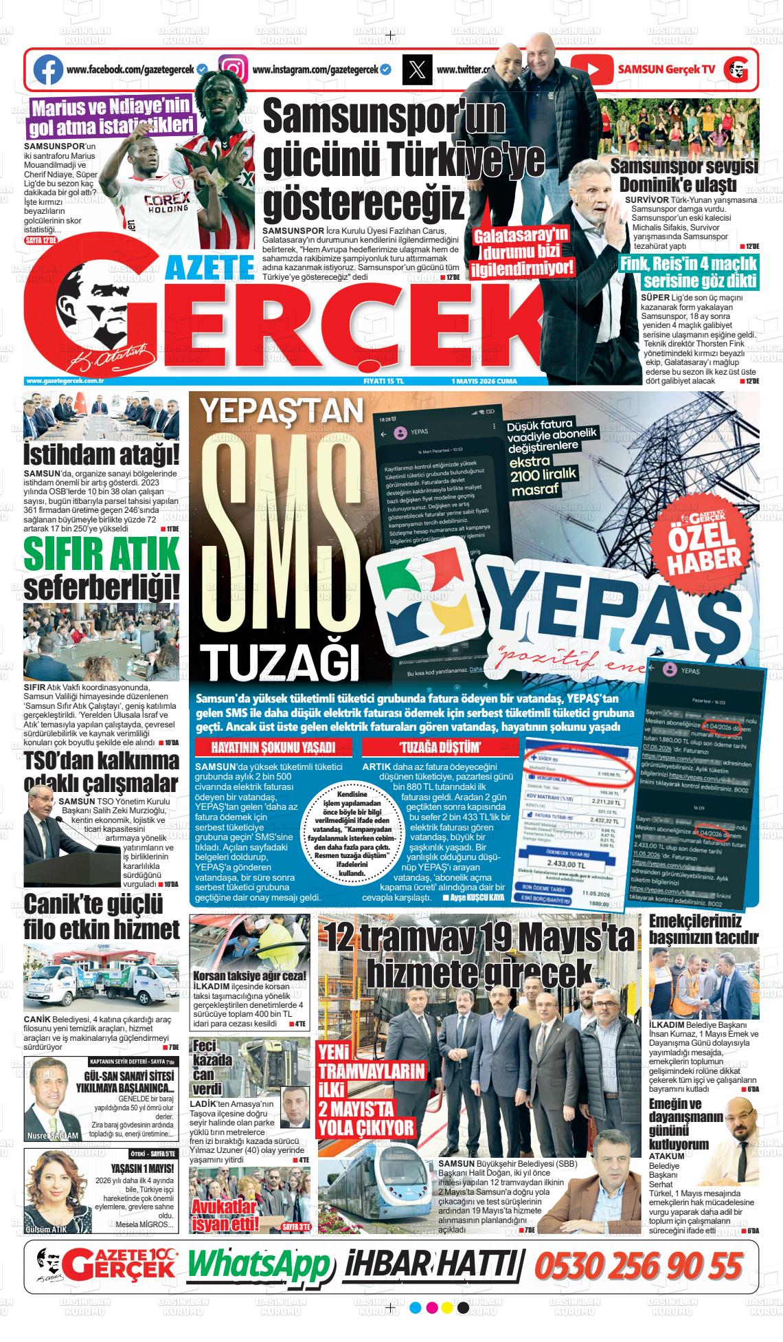 Samsun Gazetegercek 01.05.2026