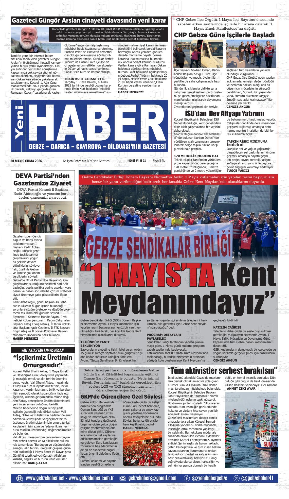 Kocaeli Gebzehaber 01.05.2026