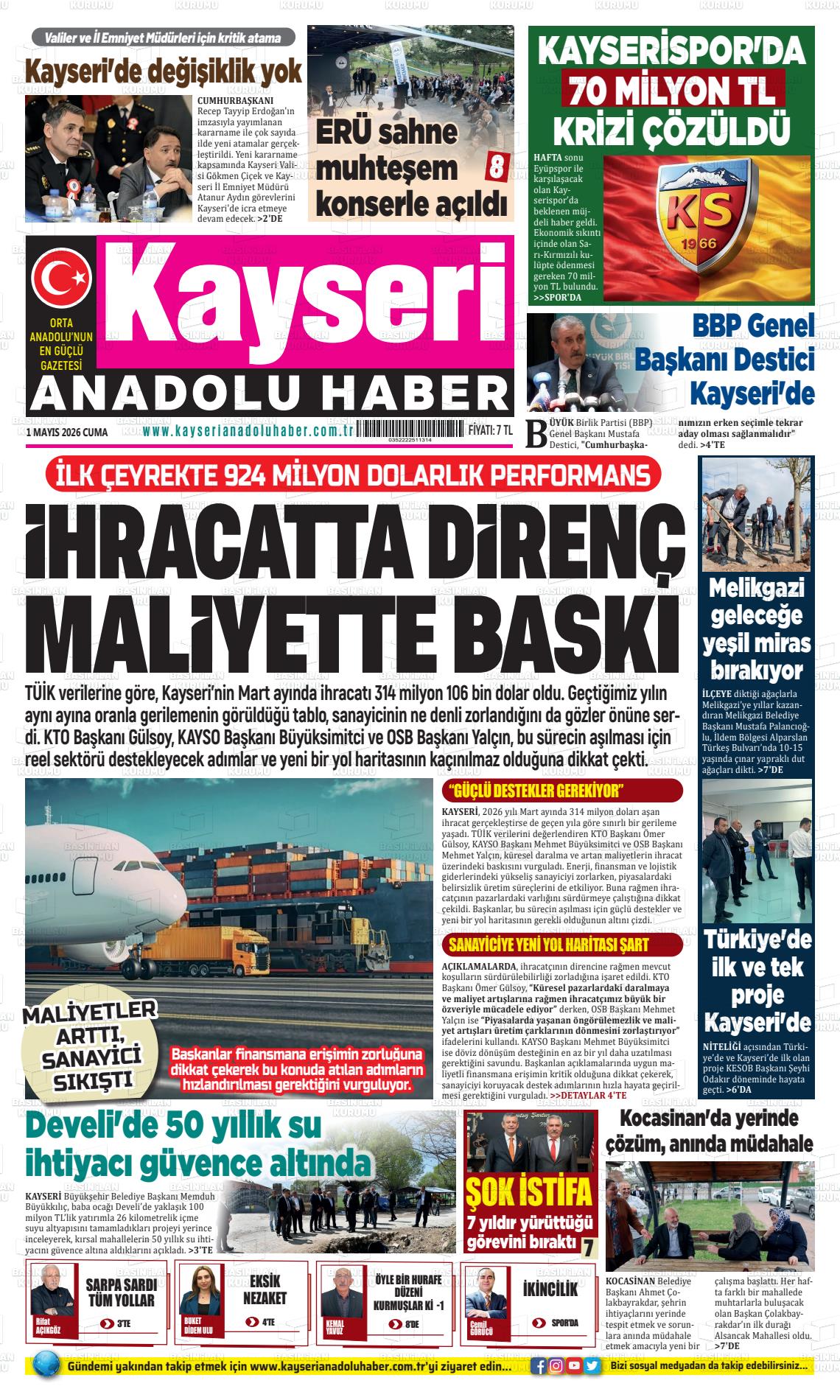 Kayseri Anadoluhaber 01.05.2026