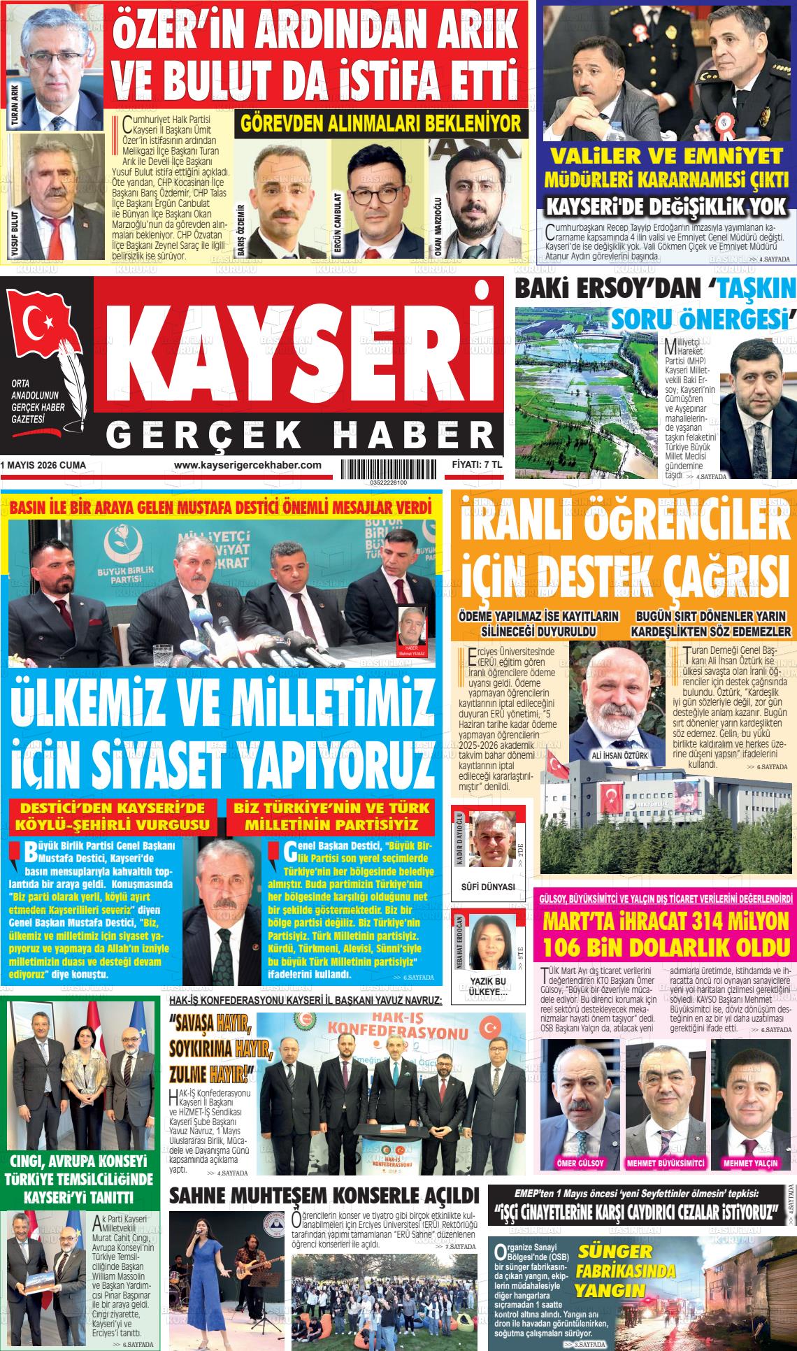 Kayseri Starhaber 01.05.2026