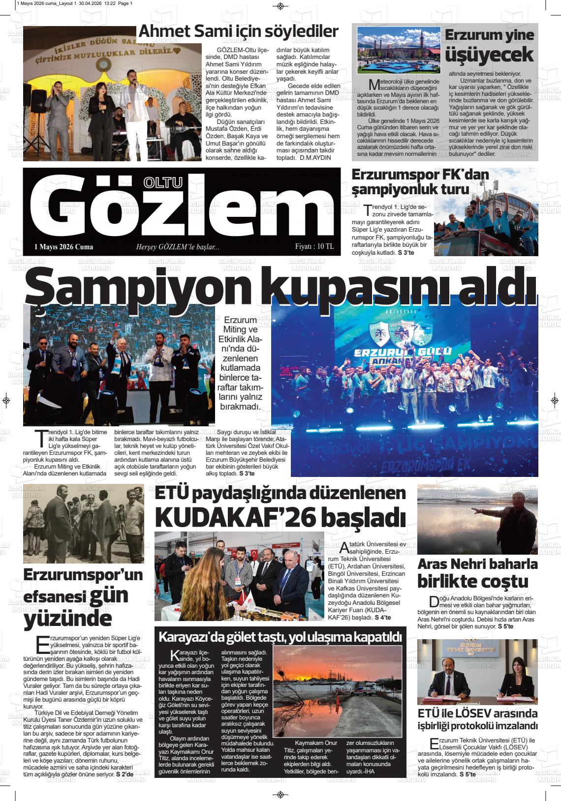 Erzurum Oltugozlem 01.05.2026