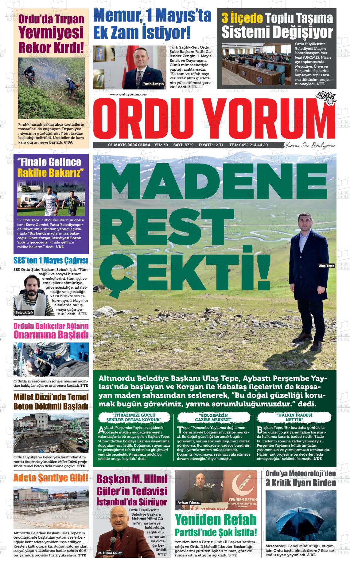 Ordu Yorum 01.05.2026