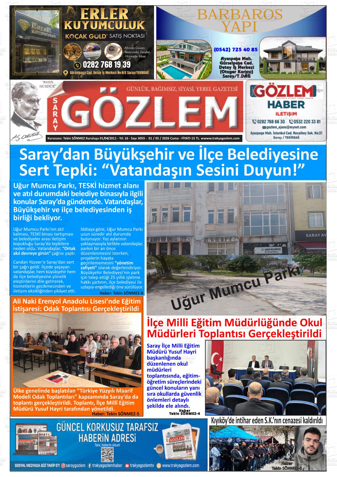 Tekirdag Saraygozlem 01.05.2026