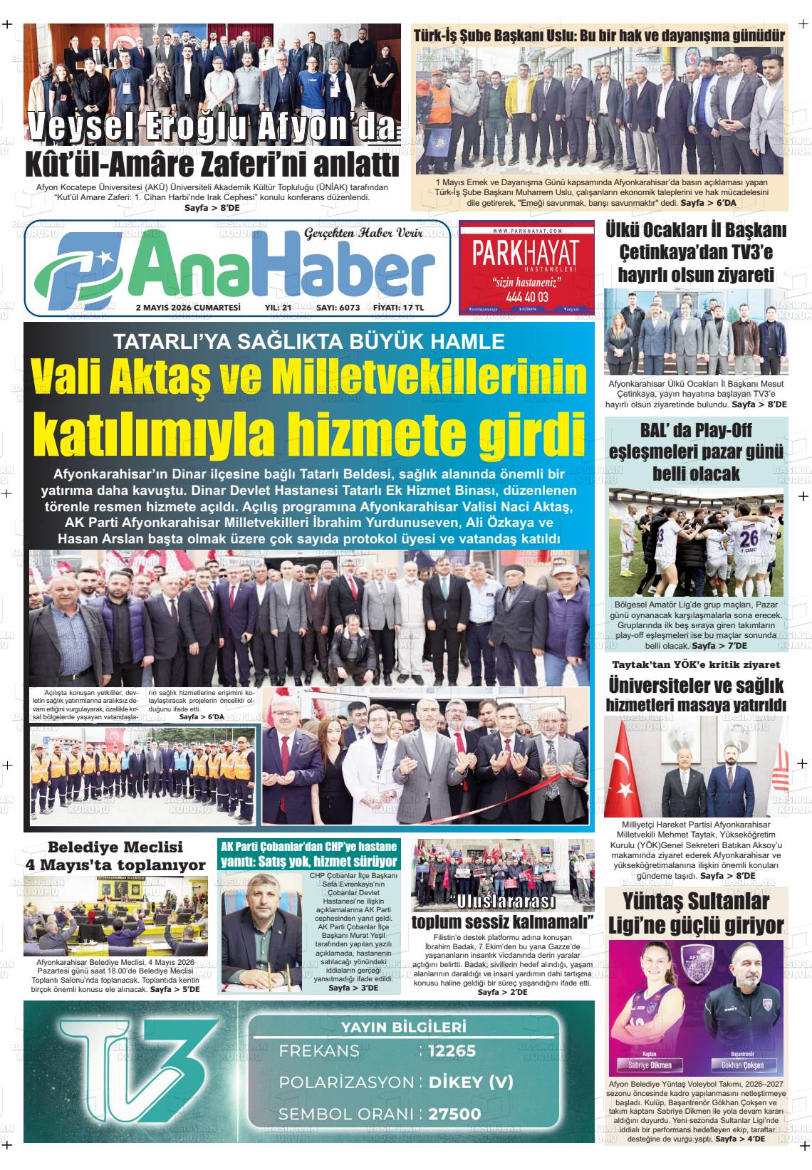 Afyonkarahisar Anahaber 02.05.2026