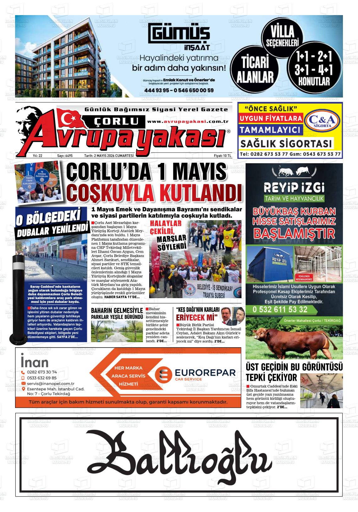 Tekirdag Avrupayakasi 02.05.2026