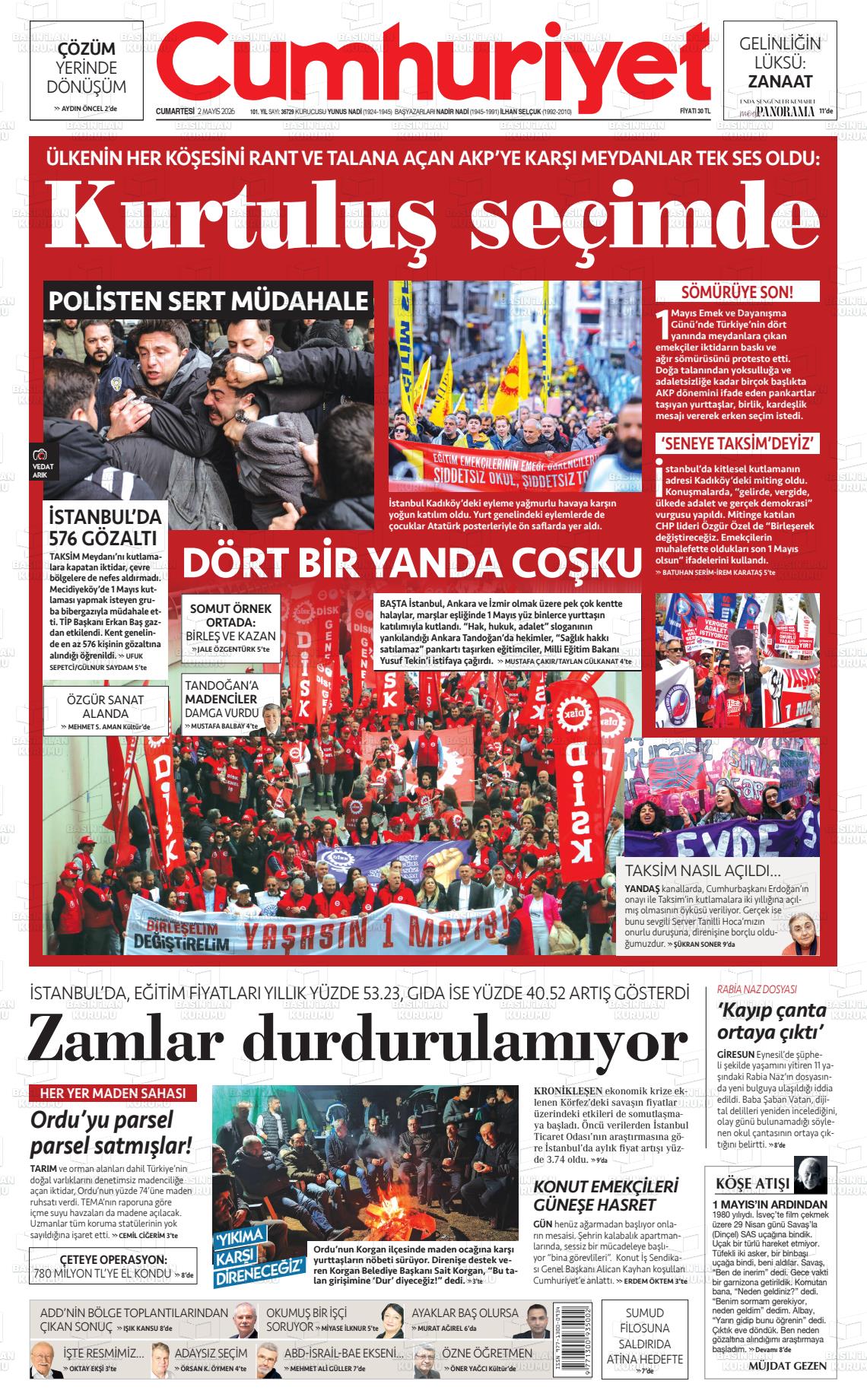 Cumhuriyet Gazetesi 02.05.2026