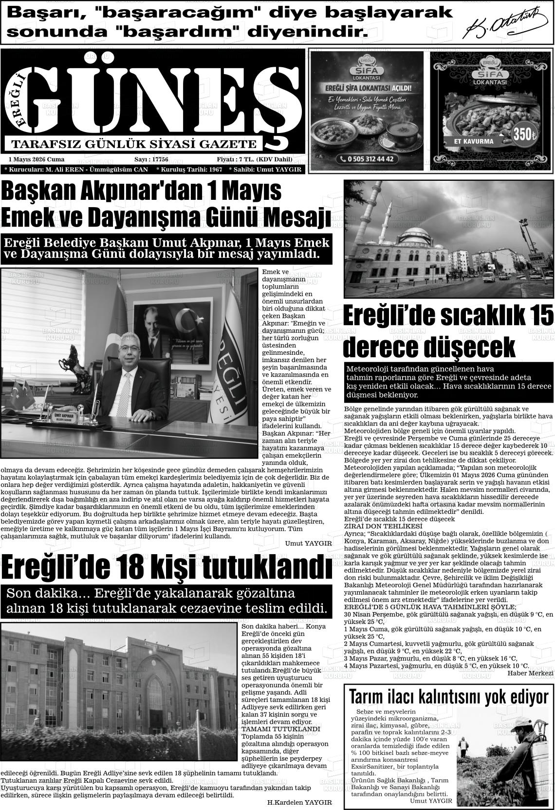Konya Eregligunes 02.05.2026
