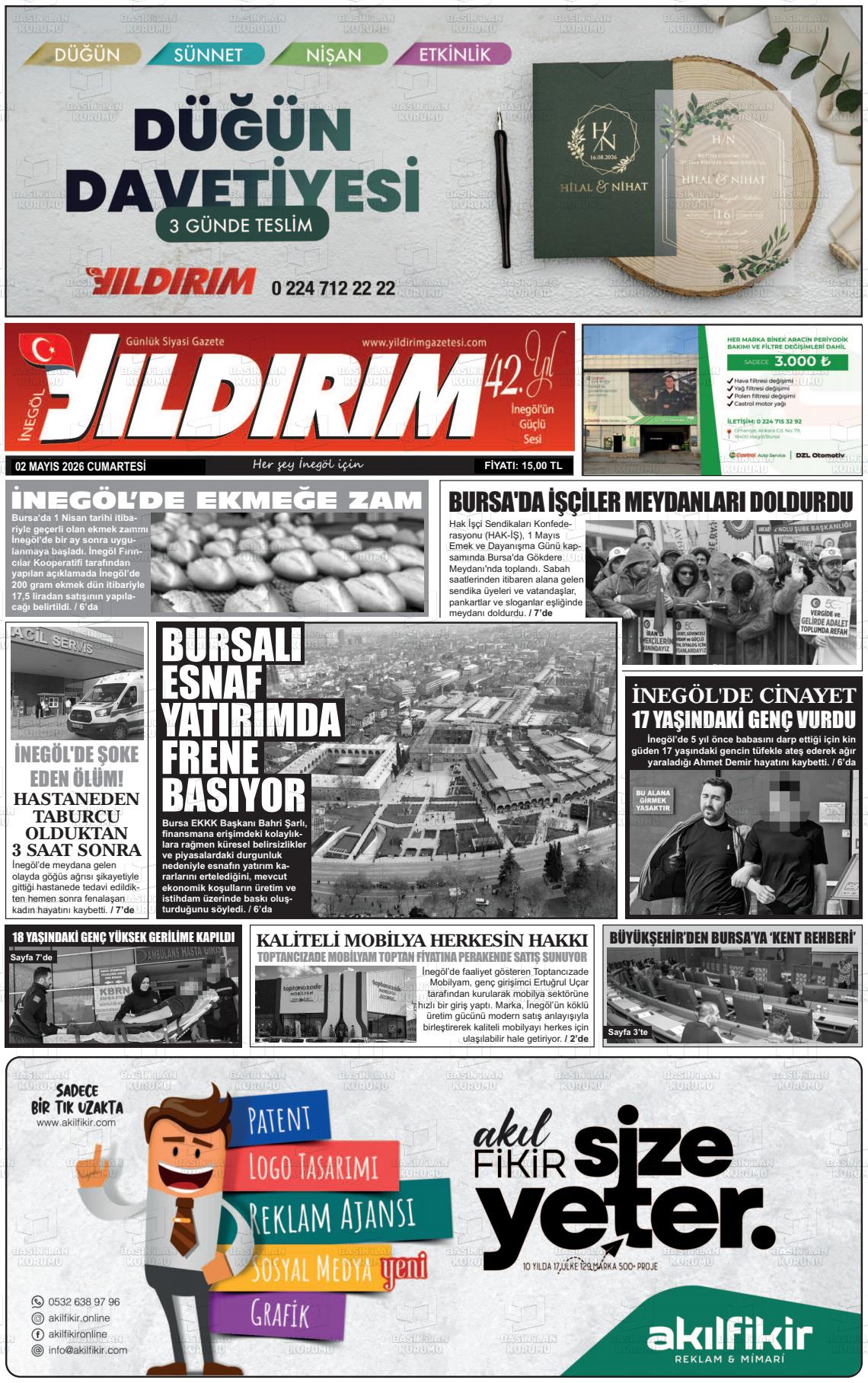 Bursa Inegolyildirim 02.05.2026