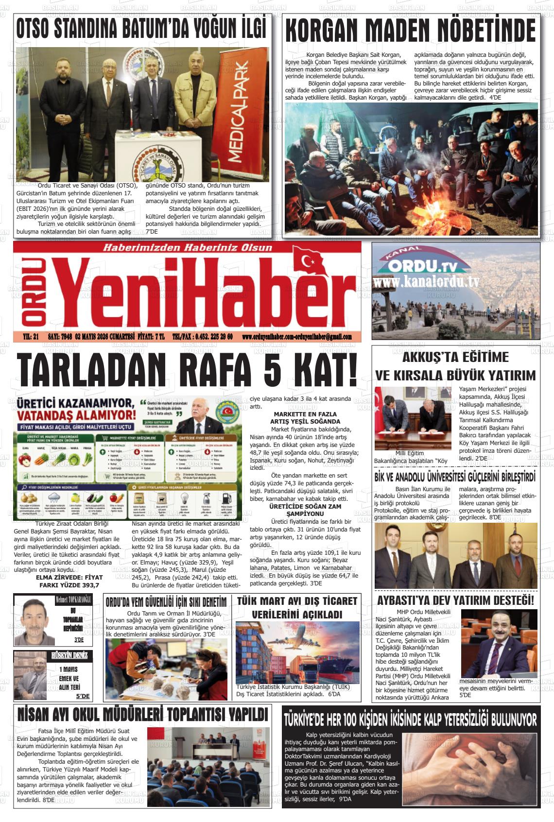 Ordu Yenihaber 02.05.2026