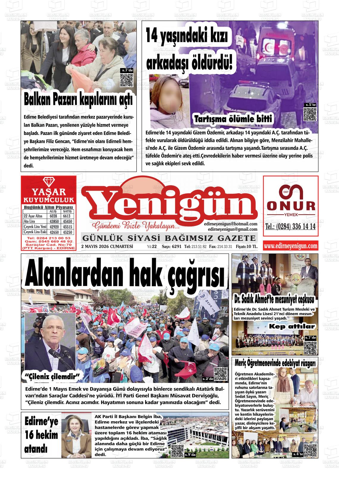 Izmir Yenigun 02.05.2026