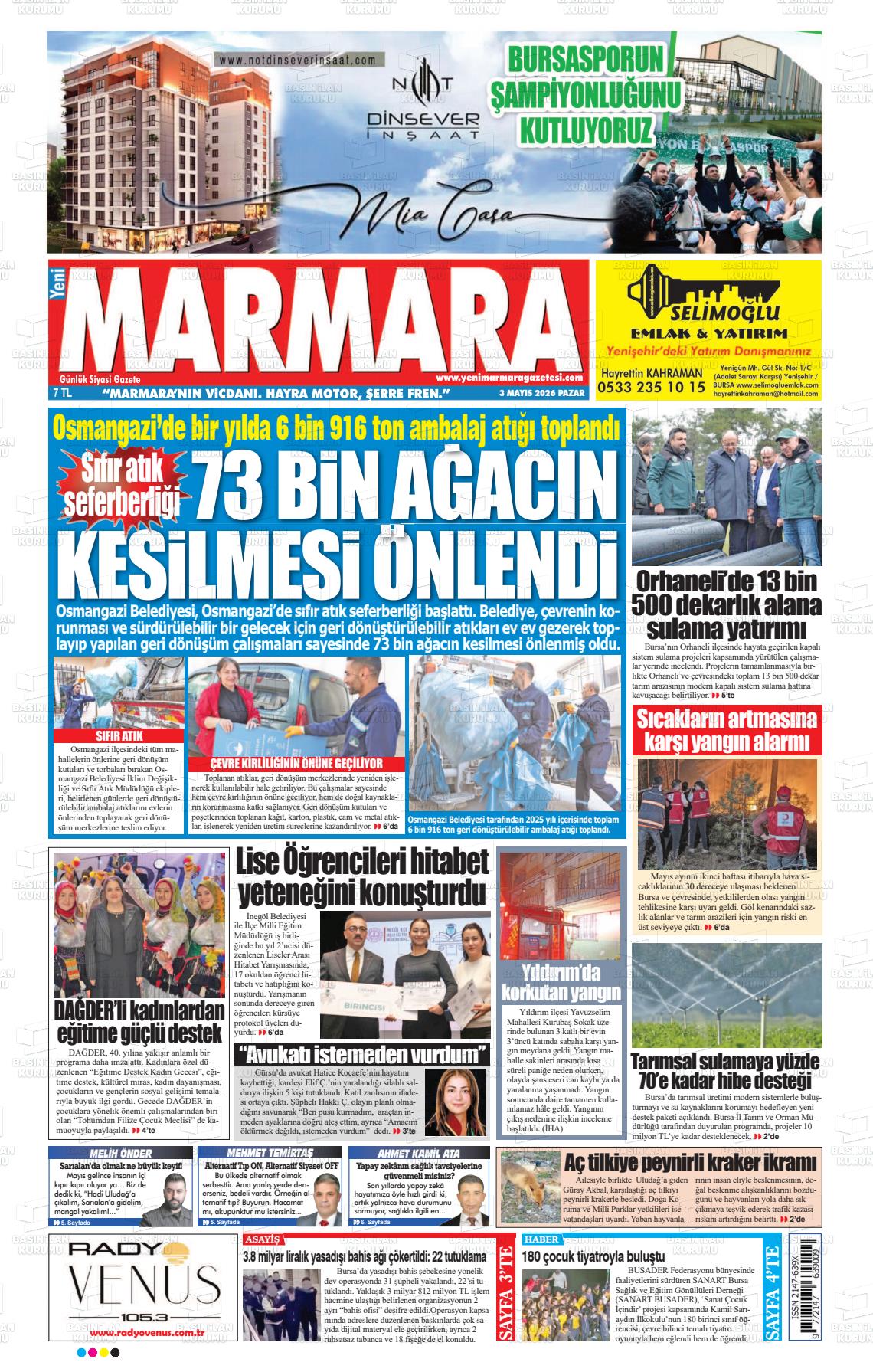 Bursa Yenimarmara 03.05.2026