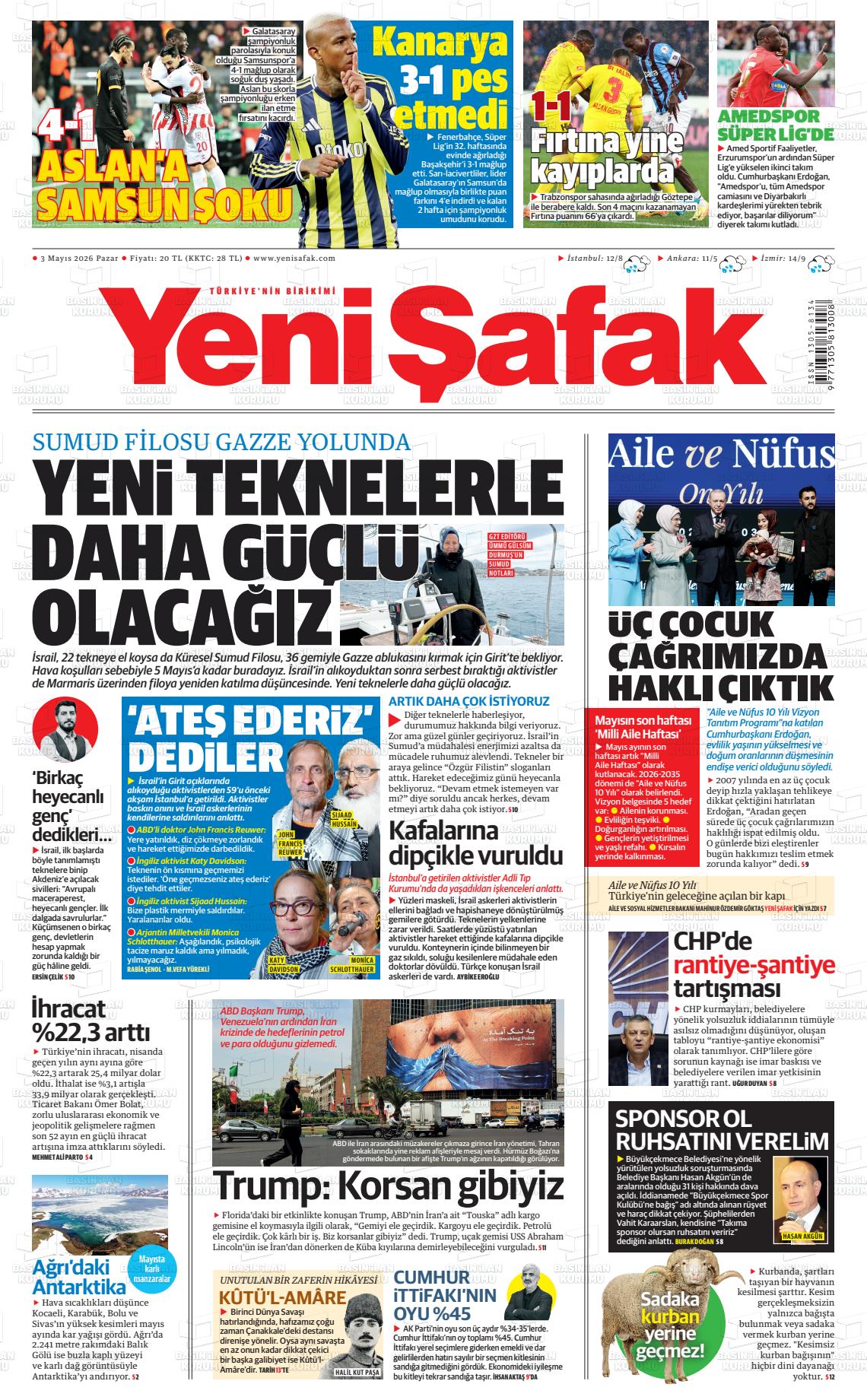 Yeni Şafak Gazetesi 03.05.2026