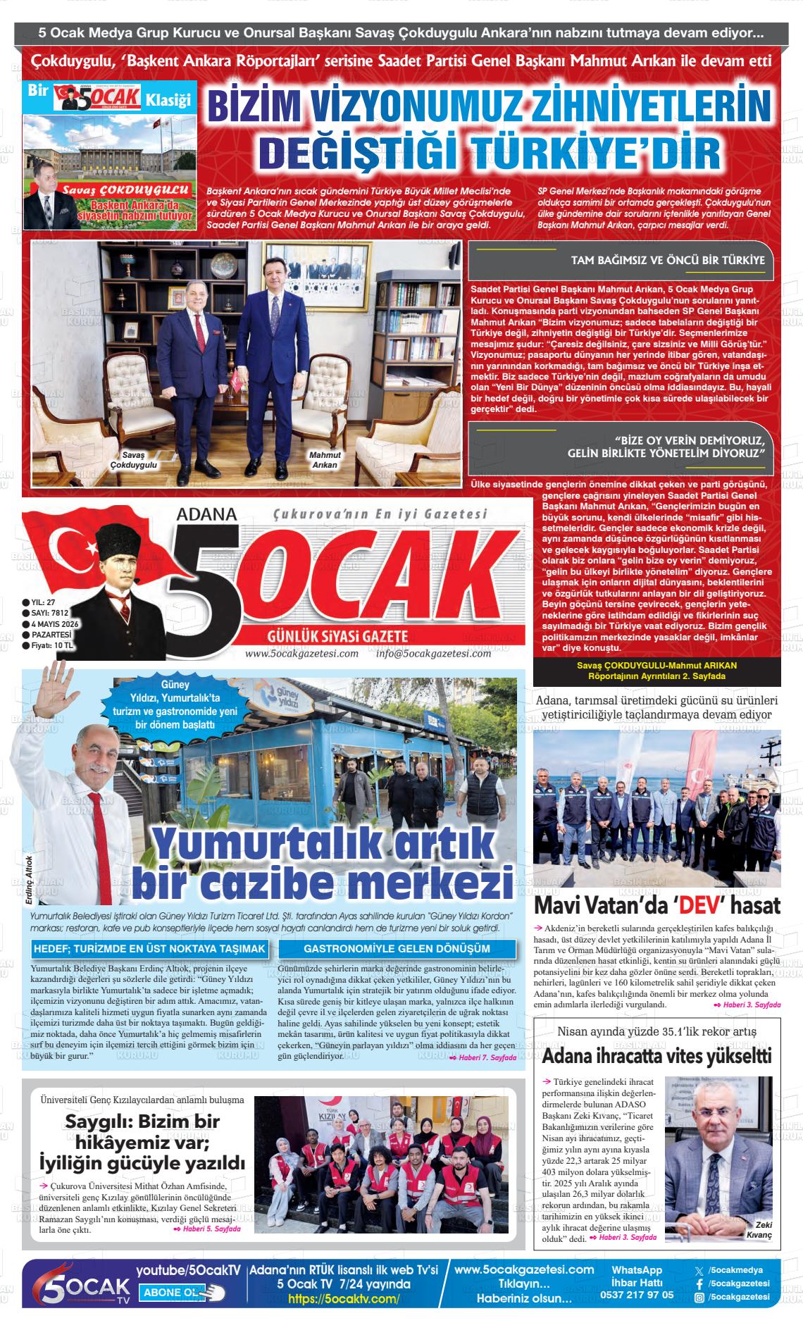Adana 5 Ocak 04.05.2026