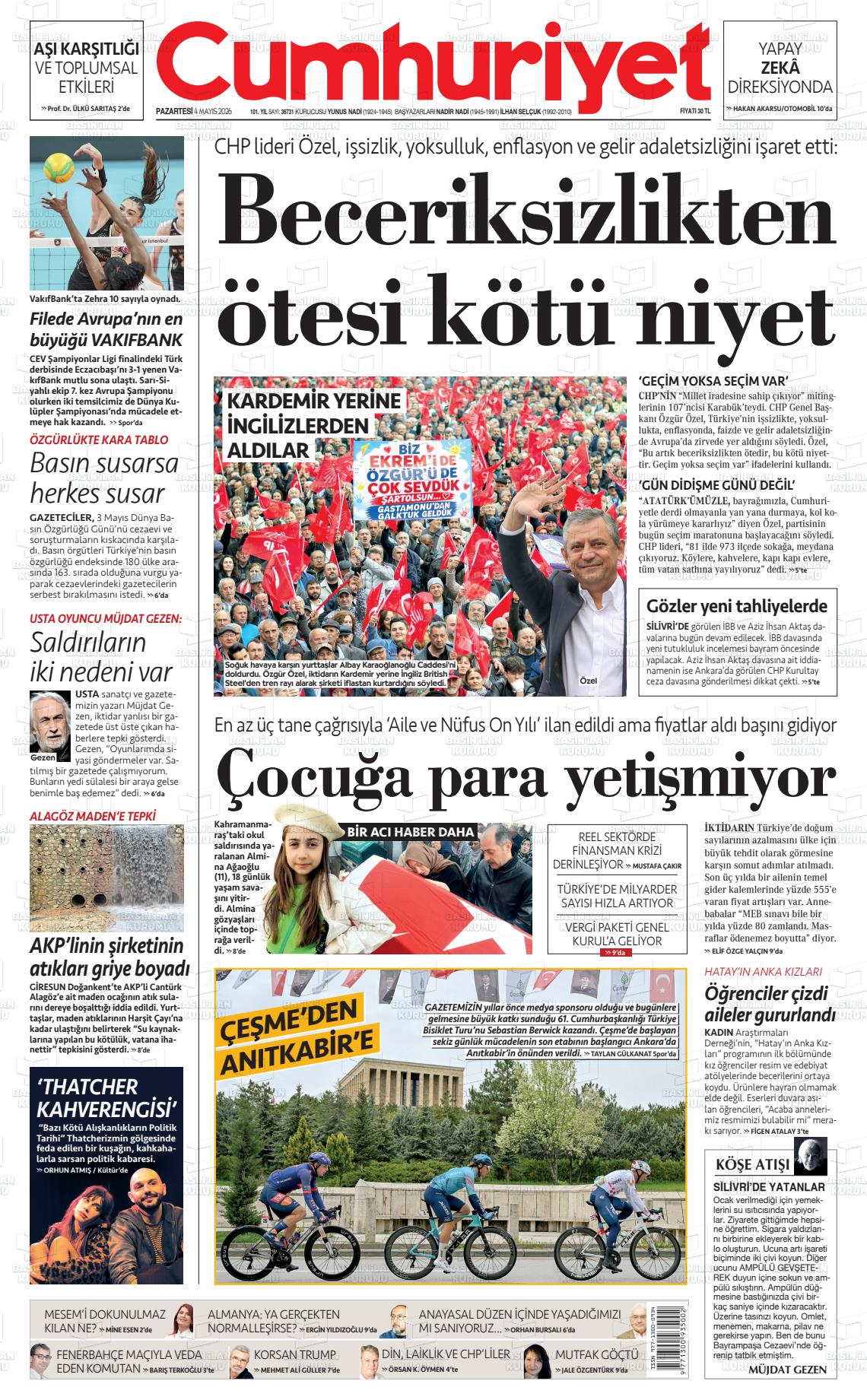 Cumhuriyet Gazetesi 04.05.2026