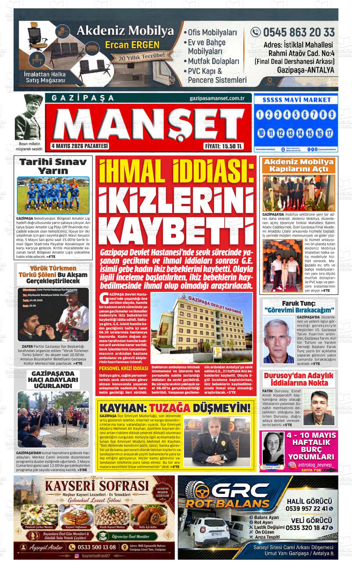 Antalya Gazipasamanset 04.05.2026