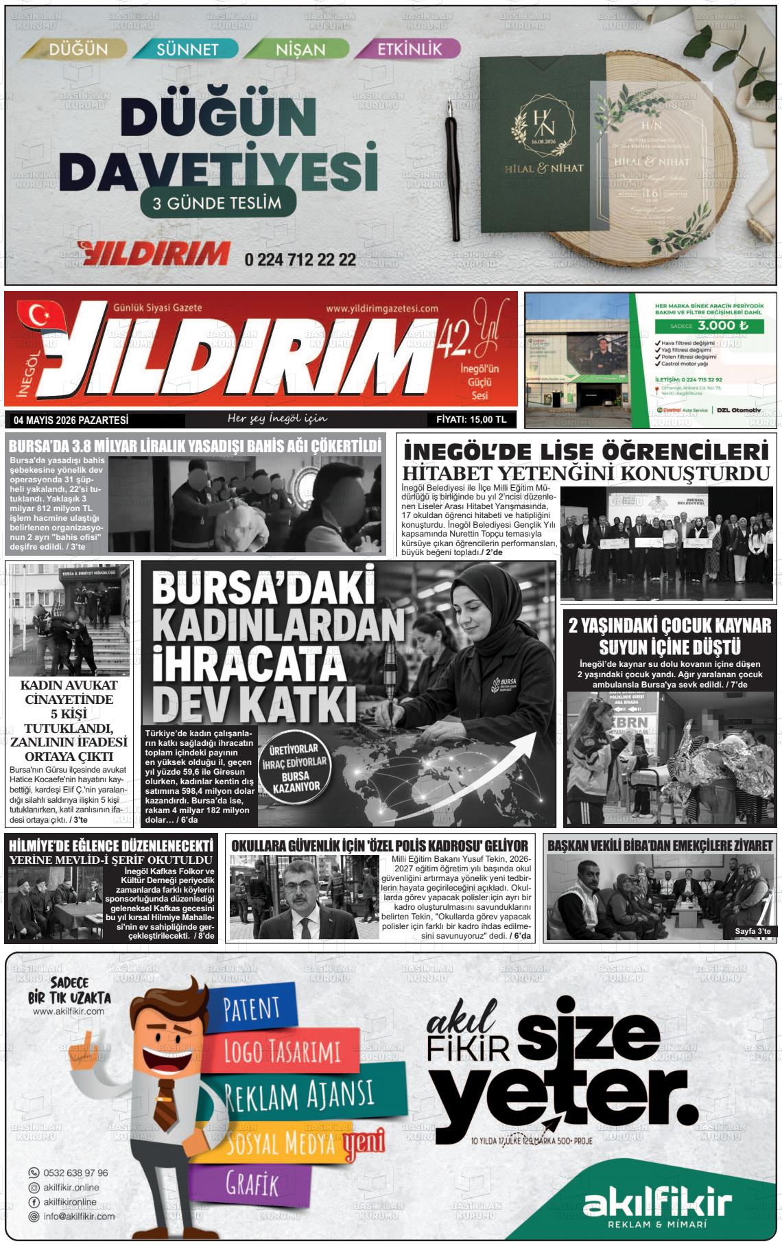 Bursa Inegolyildirim 05.05.2026