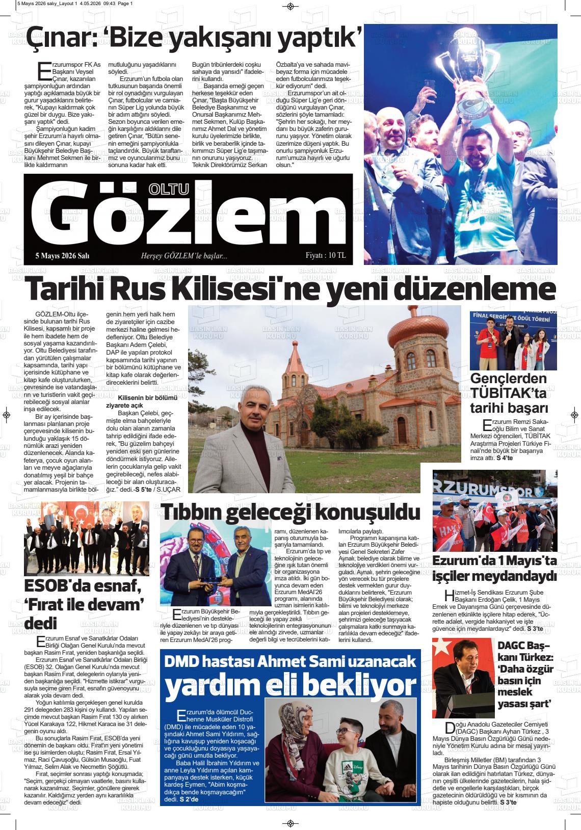 Erzurum Oltugozlem 05.05.2026