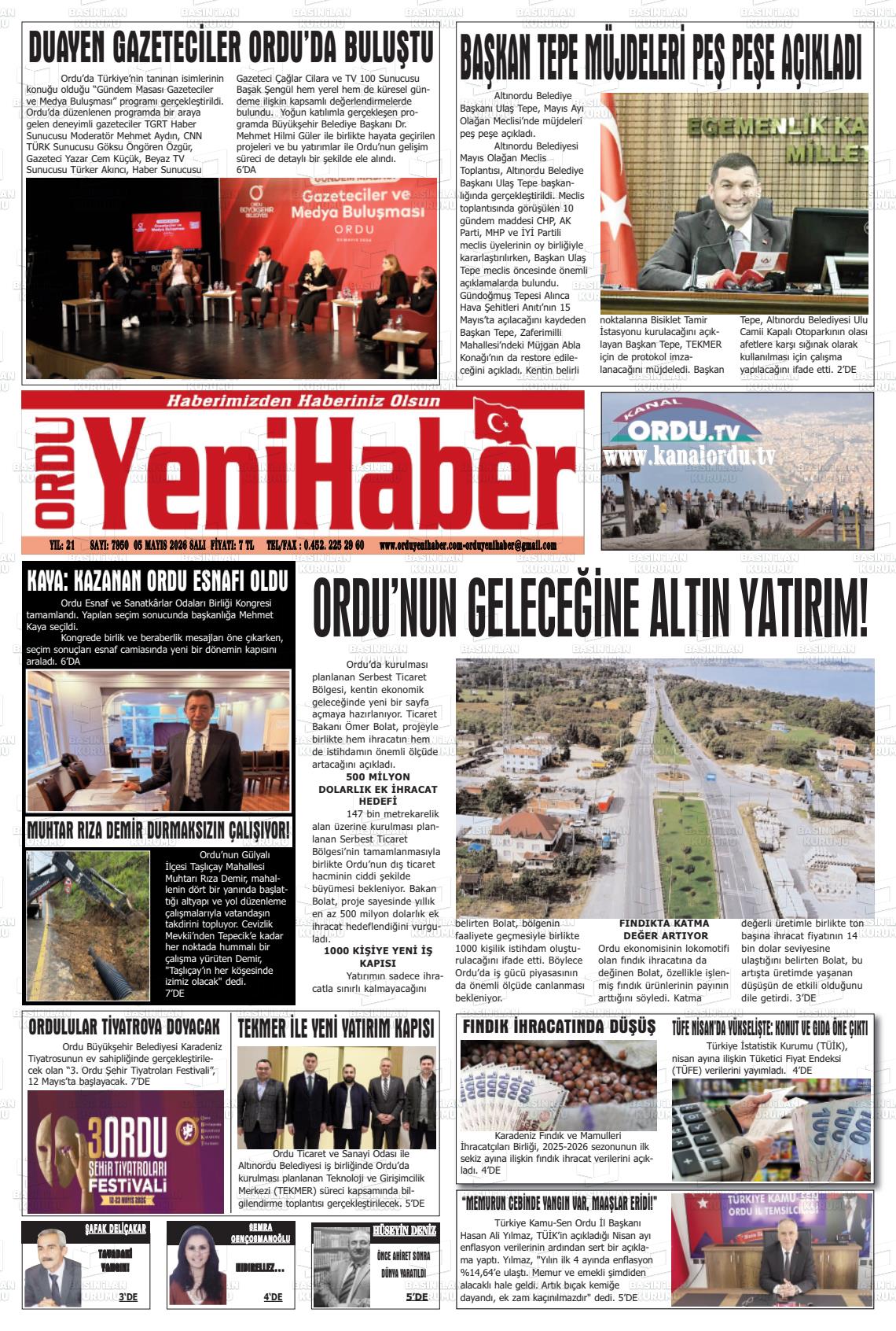 Ordu Yenihaber 05.05.2026