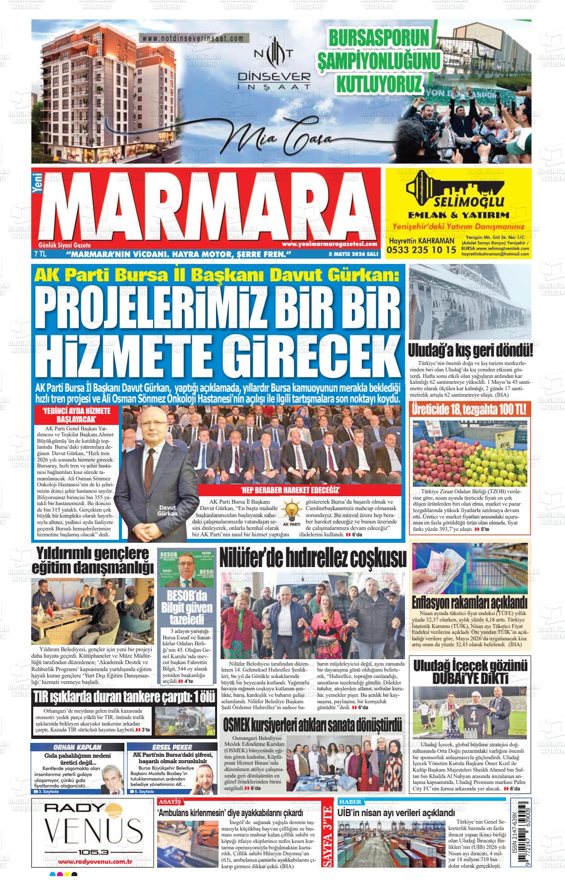 Bursa Yenimarmara 05.05.2026