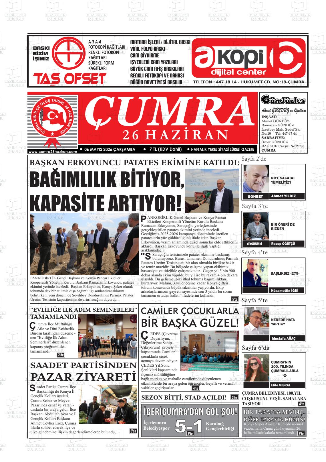 Konya Cumra 26 Haziran 06.05.2026