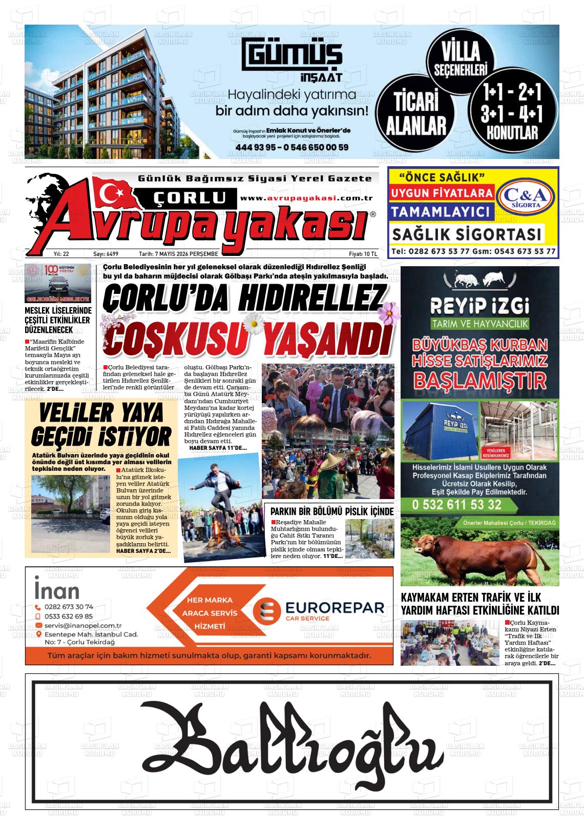 Tekirdag Avrupayakasi 07.05.2026