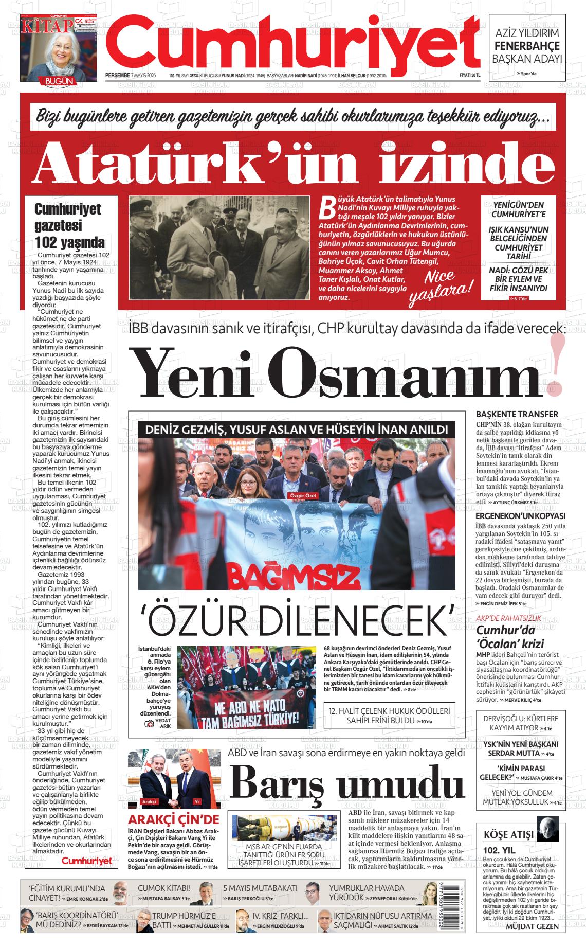 Cumhuriyet Gazetesi 07.05.2026