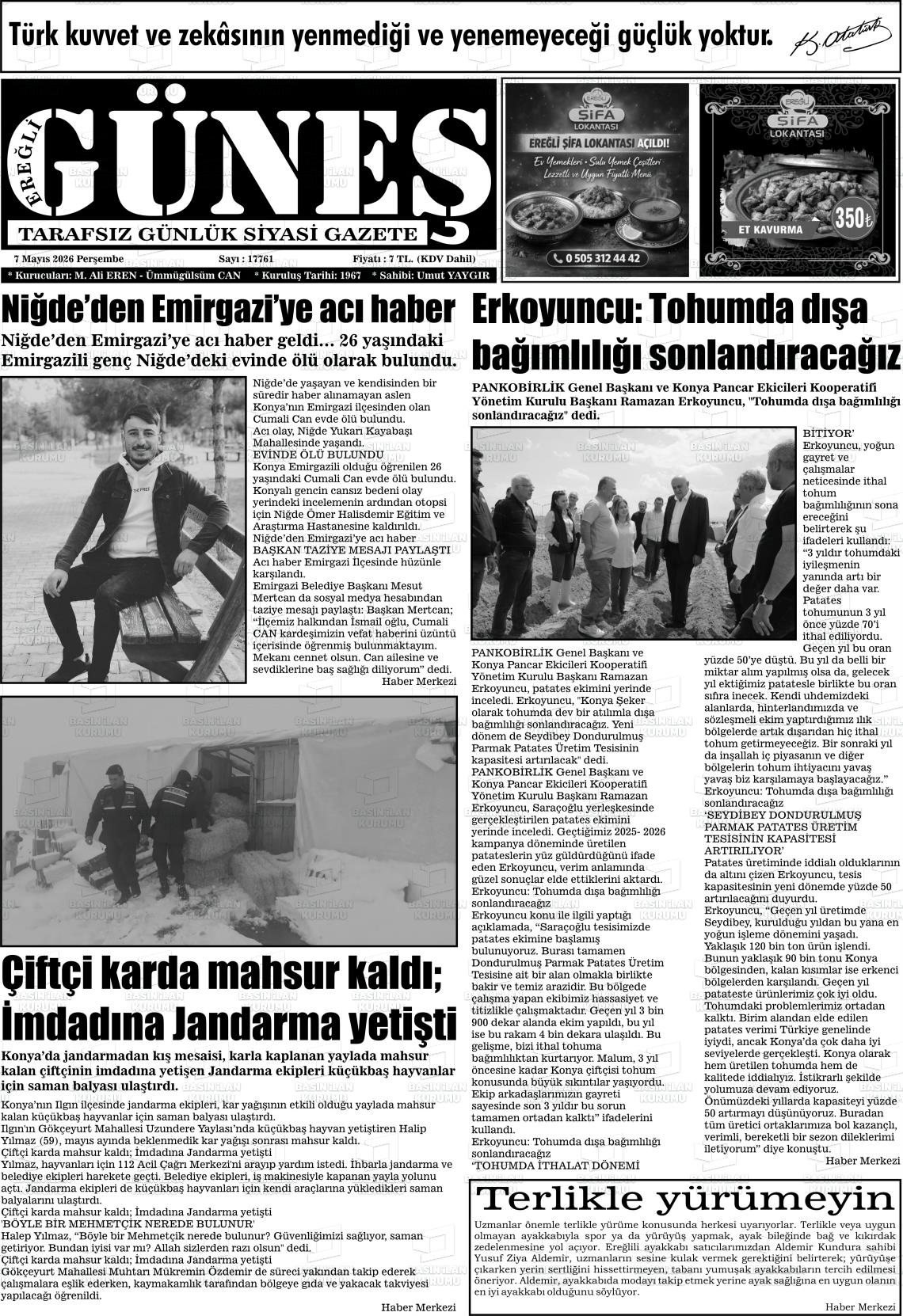 Konya Eregligunes 07.05.2026