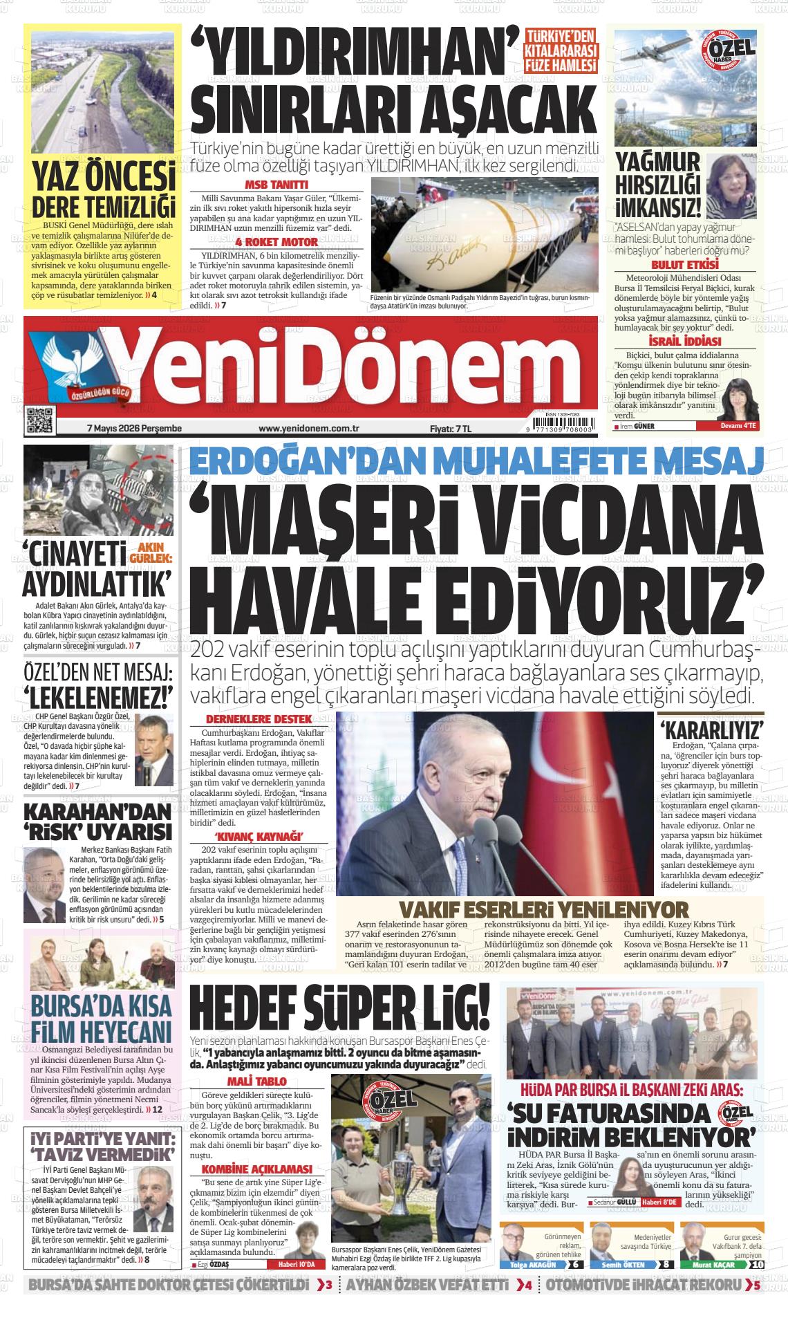 Bursa Yenidonem 07.05.2026