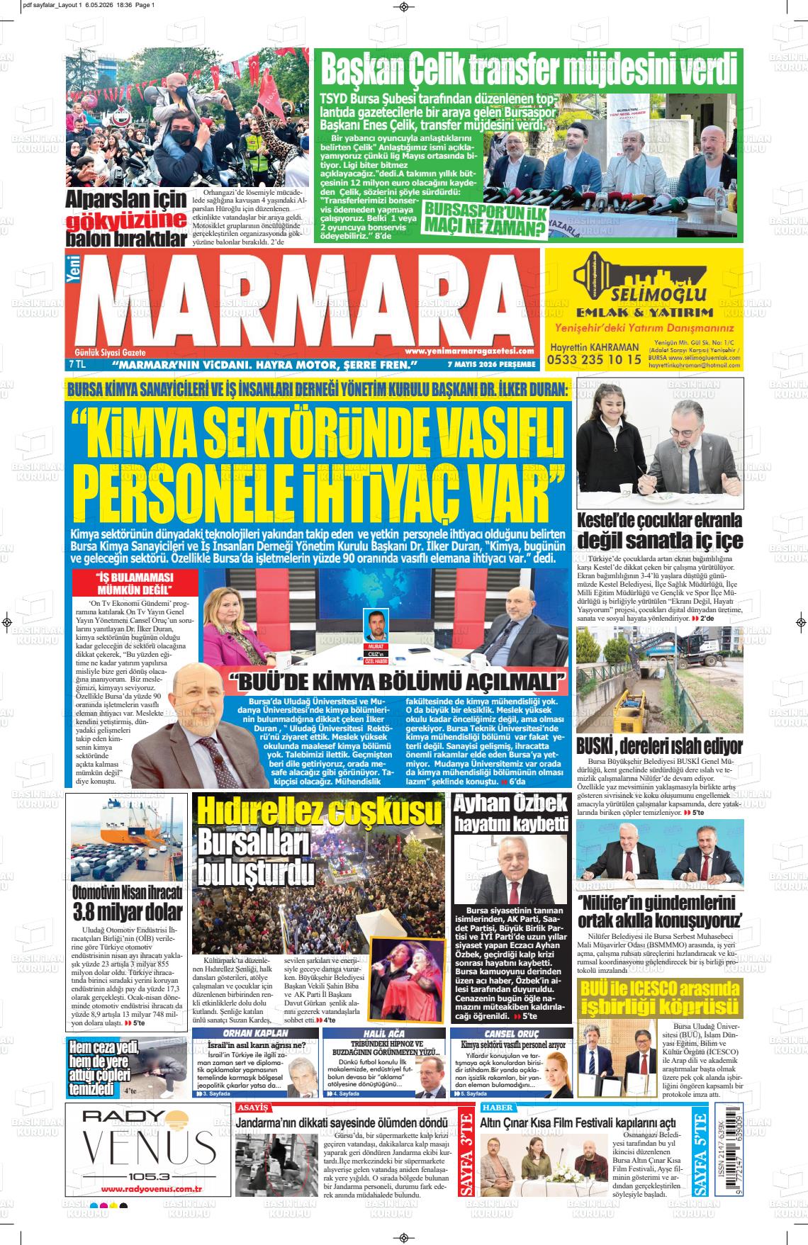 Bursa Yenimarmara 07.05.2026