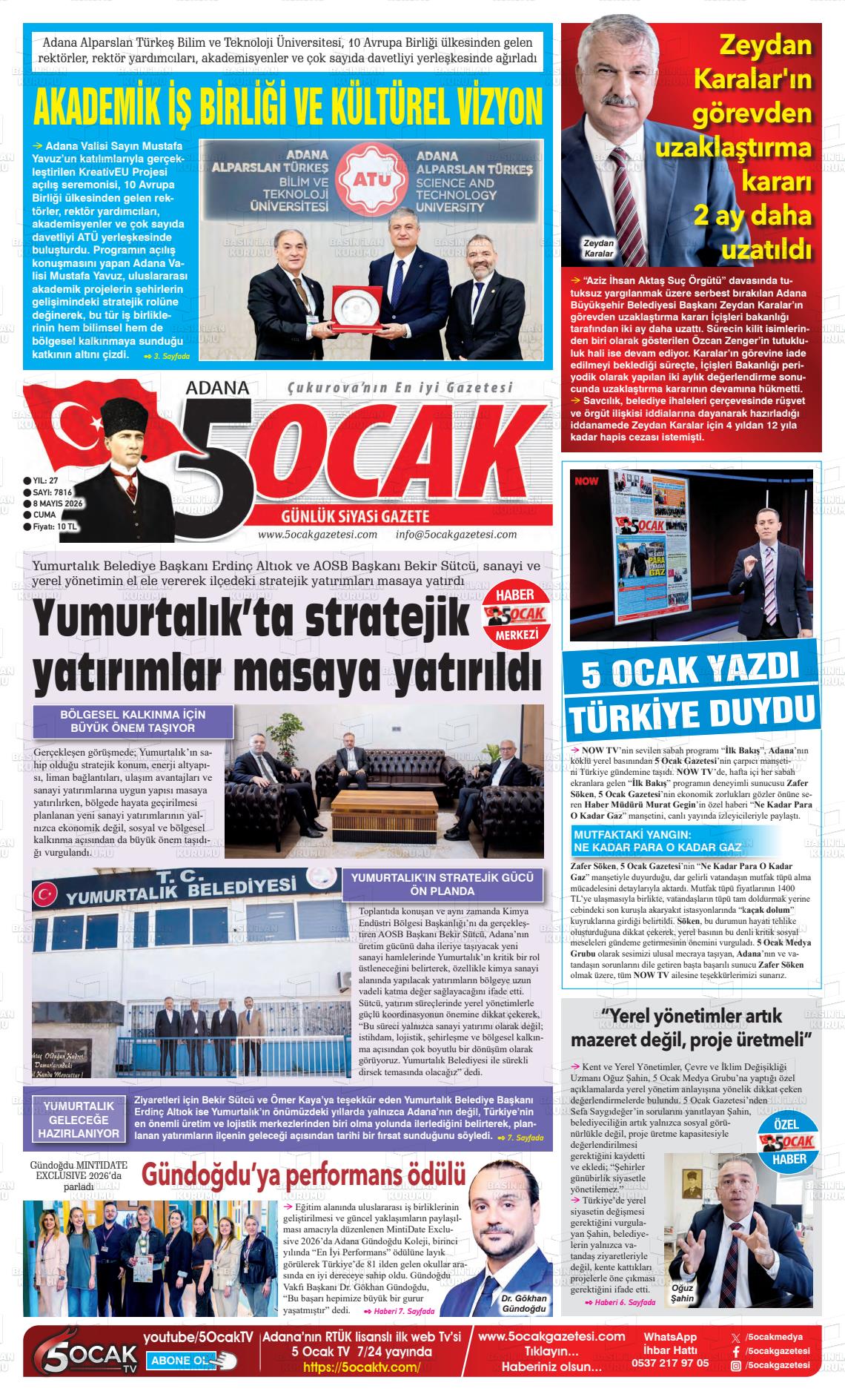 Adana 5 Ocak 08.05.2026