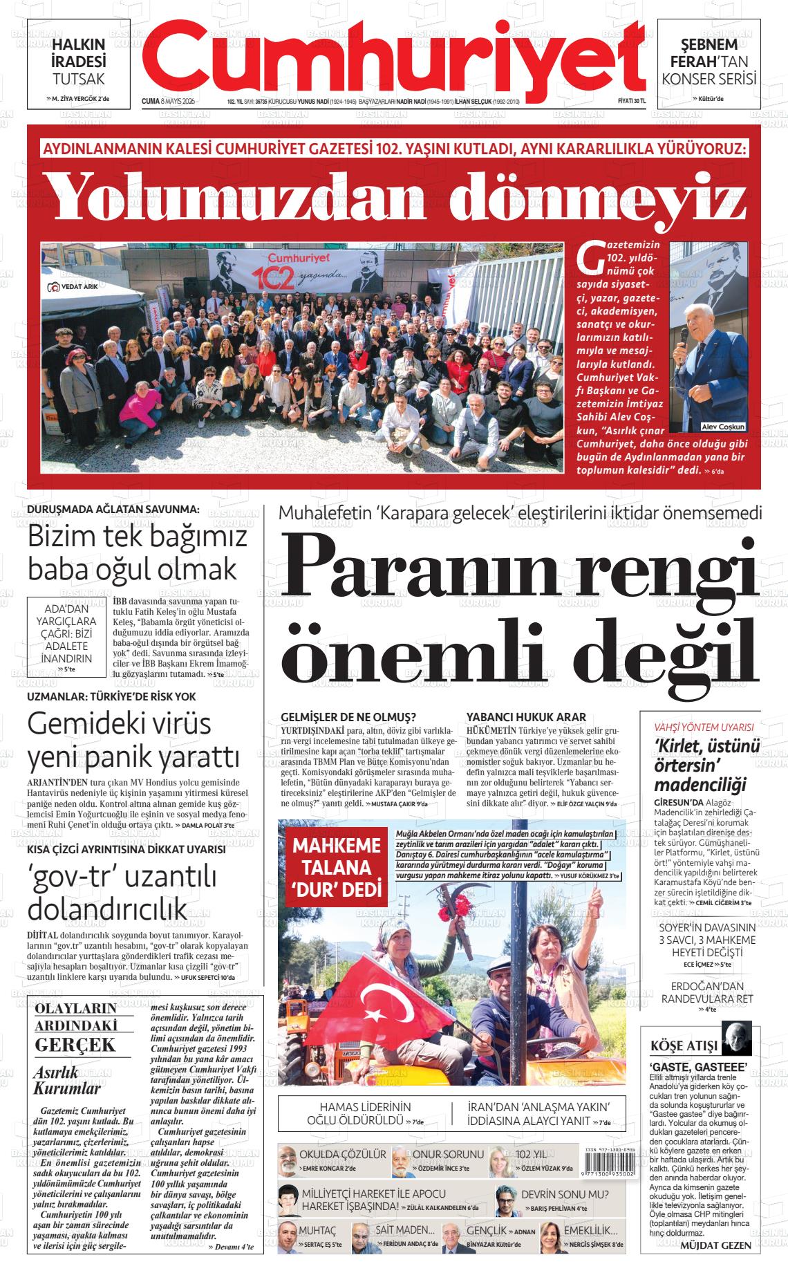 Cumhuriyet Gazetesi 08.05.2026