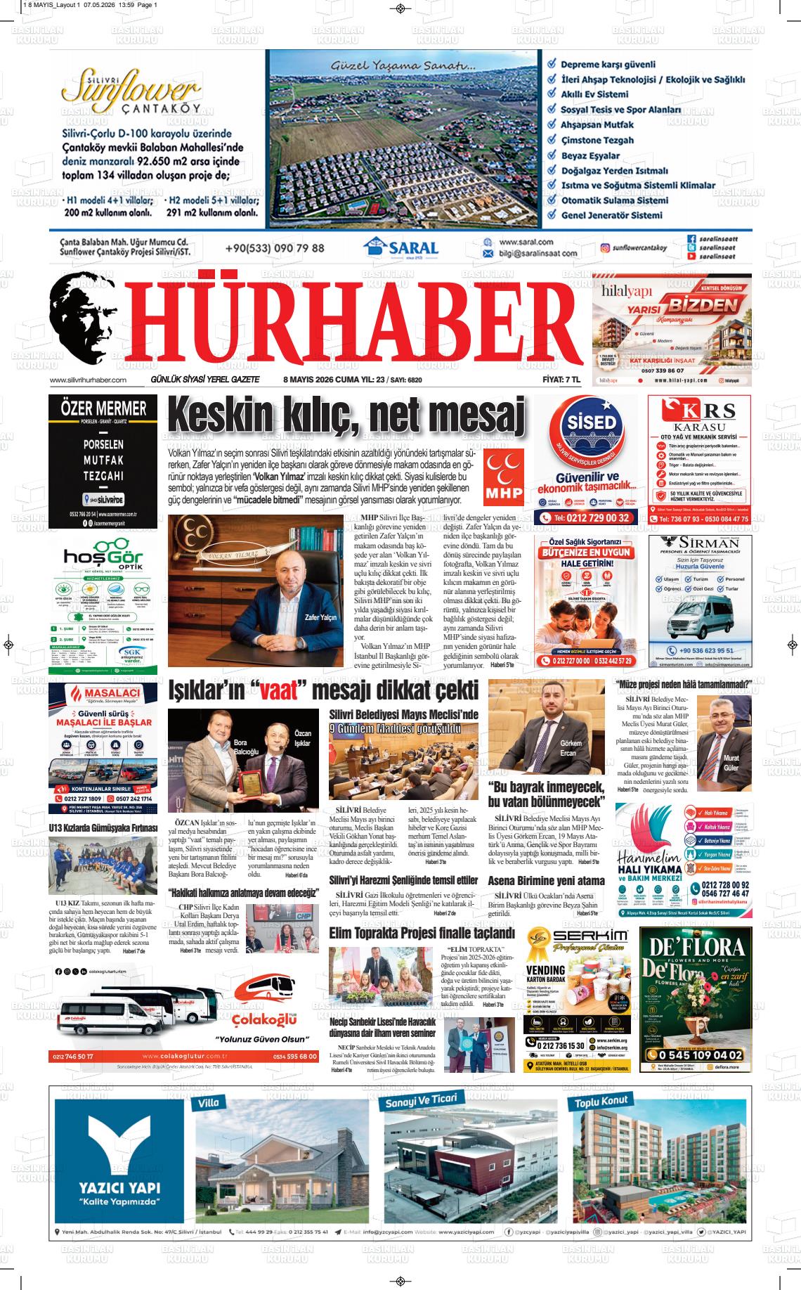 Hür Haber Gazetesi 08.05.2026