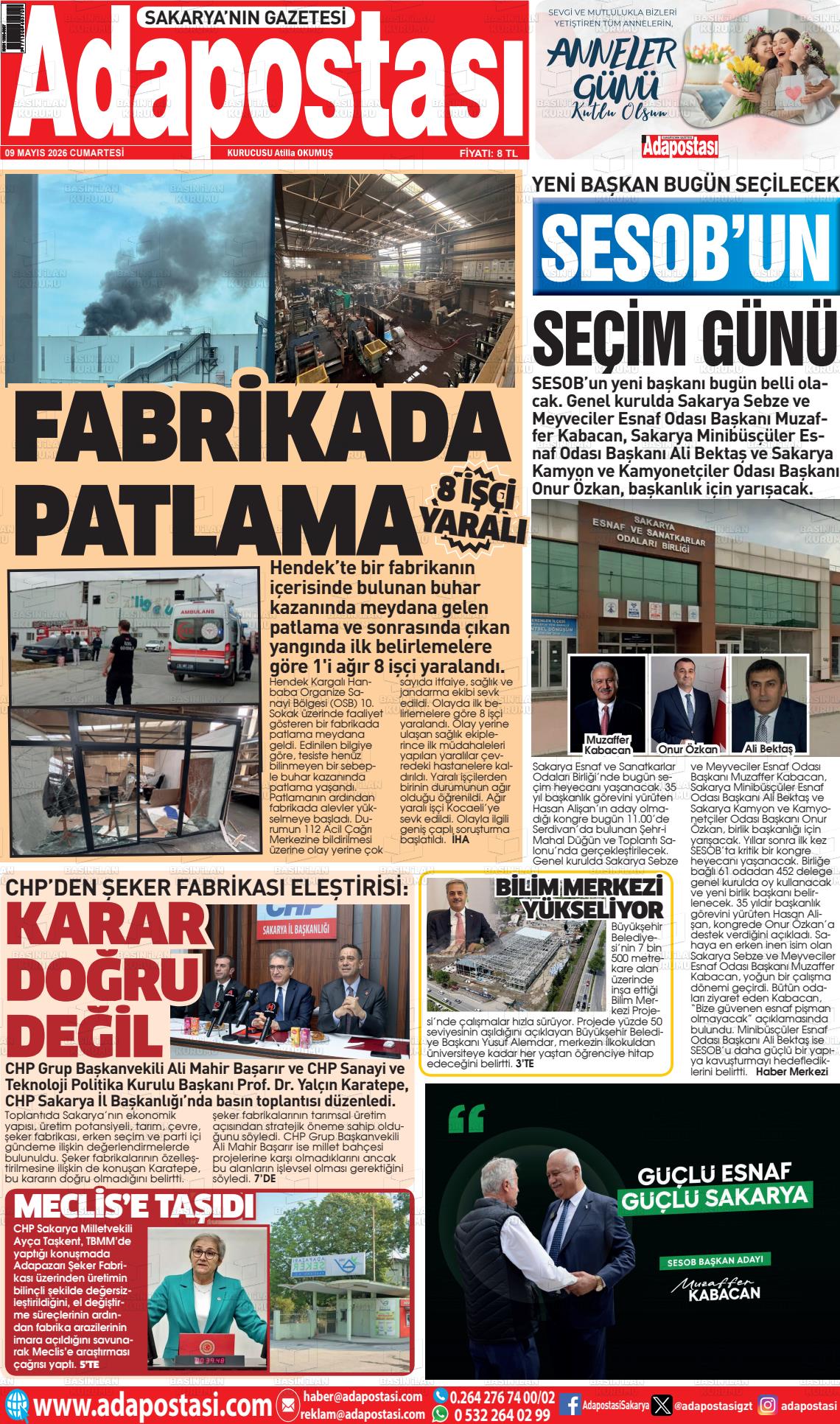 Sakarya Adapostasi 09.05.2026