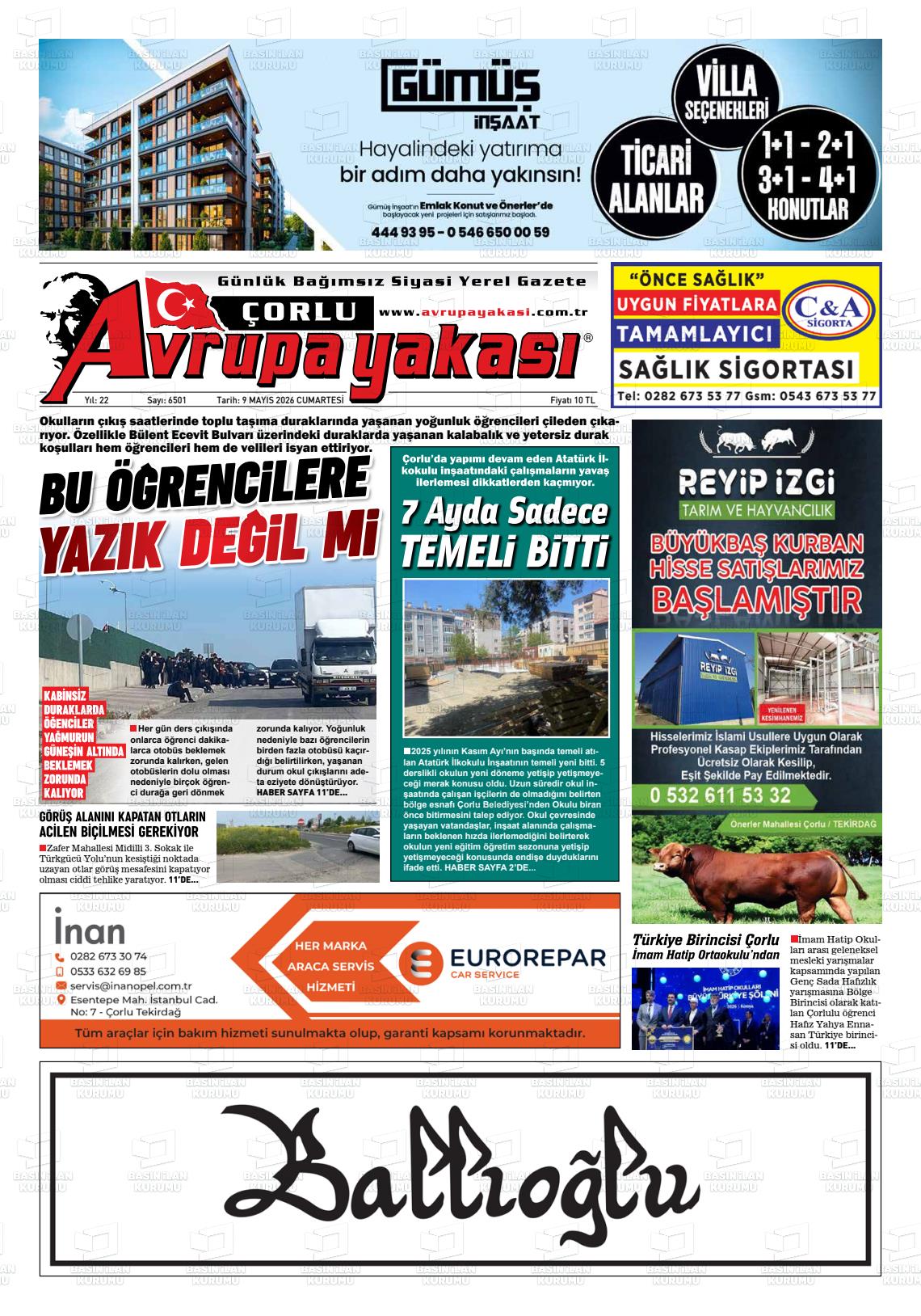 Tekirdag Avrupayakasi 09.05.2026