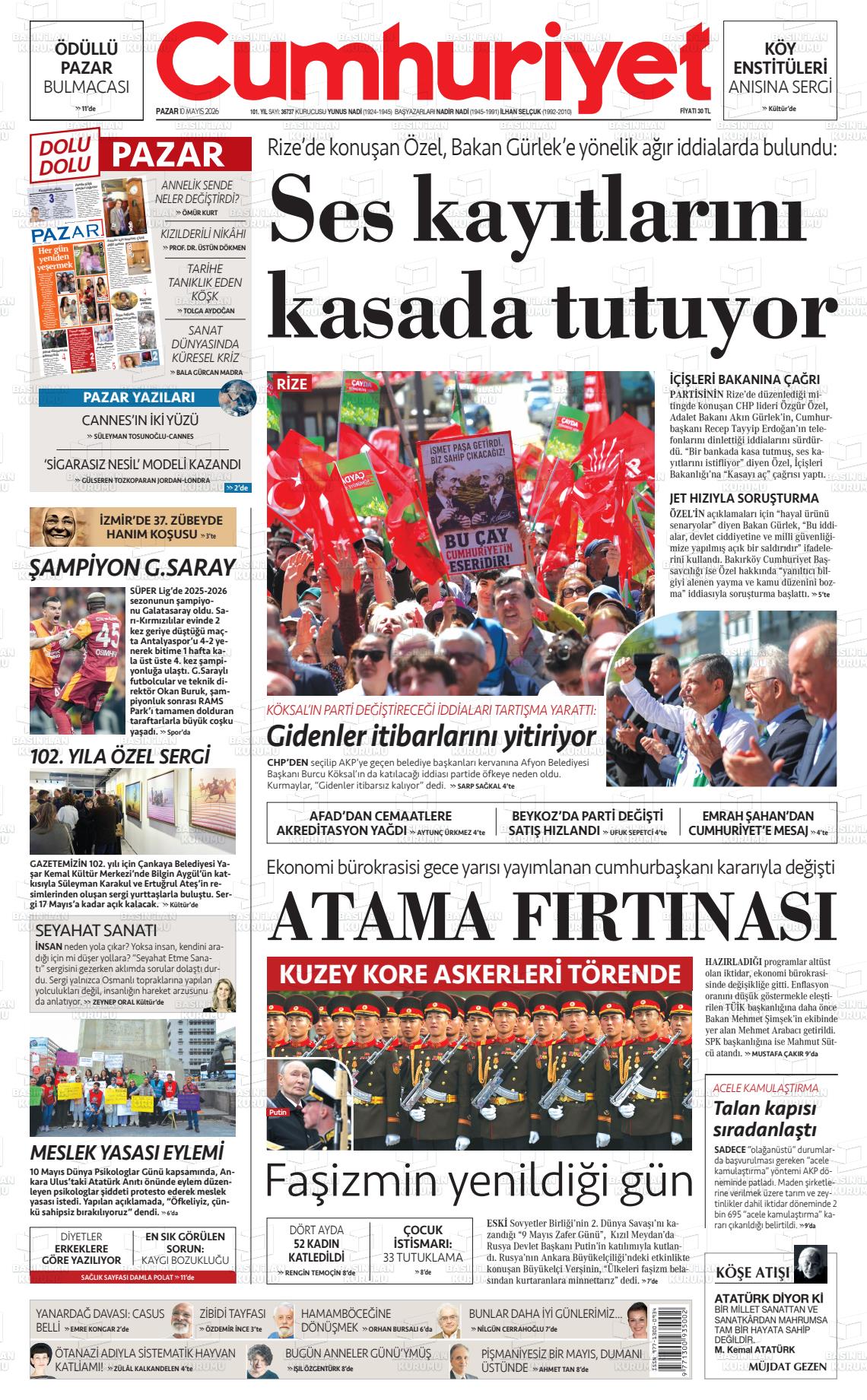 Cumhuriyet Gazetesi 10.05.2026
