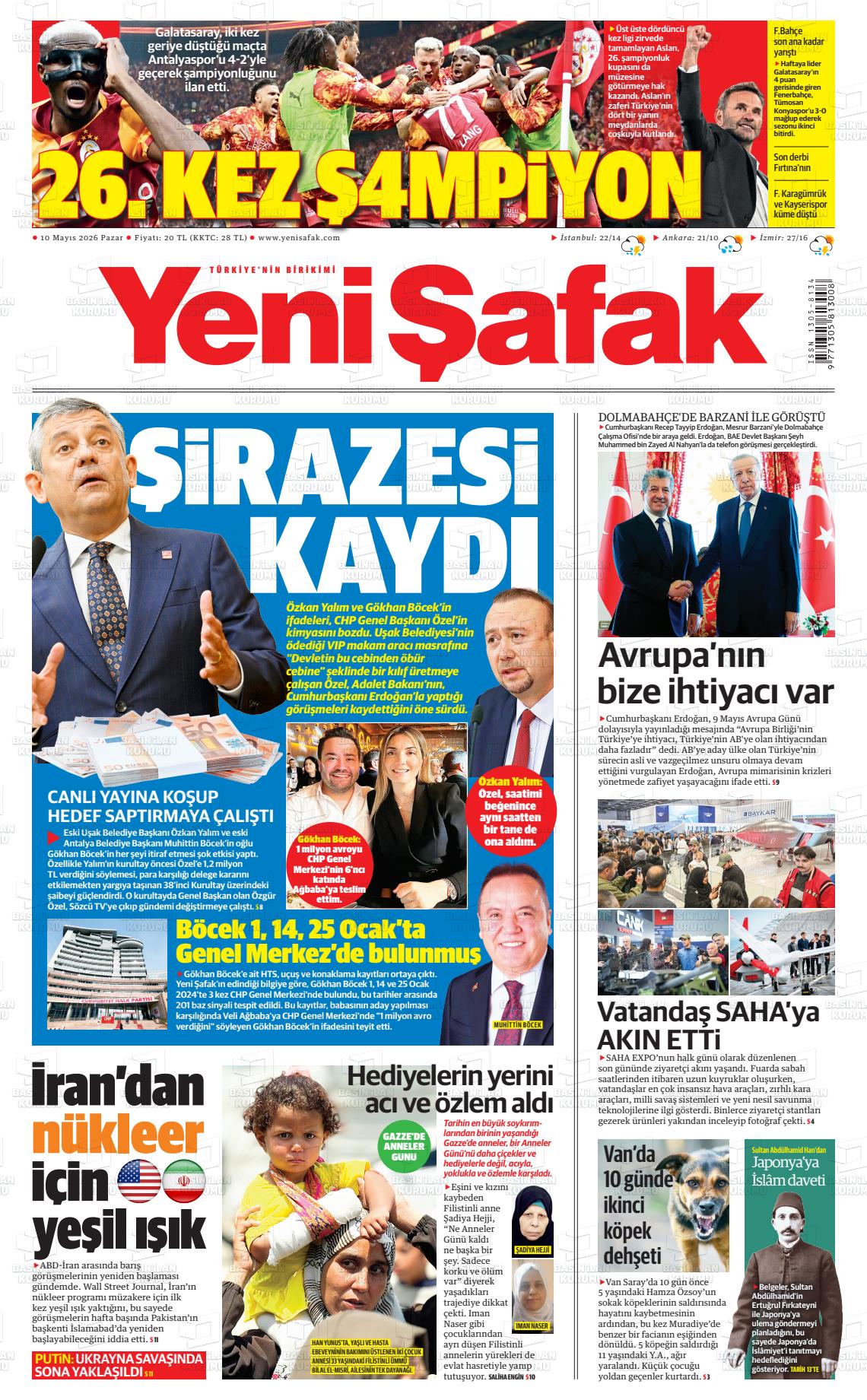 Yeni Şafak Gazetesi 10.05.2026