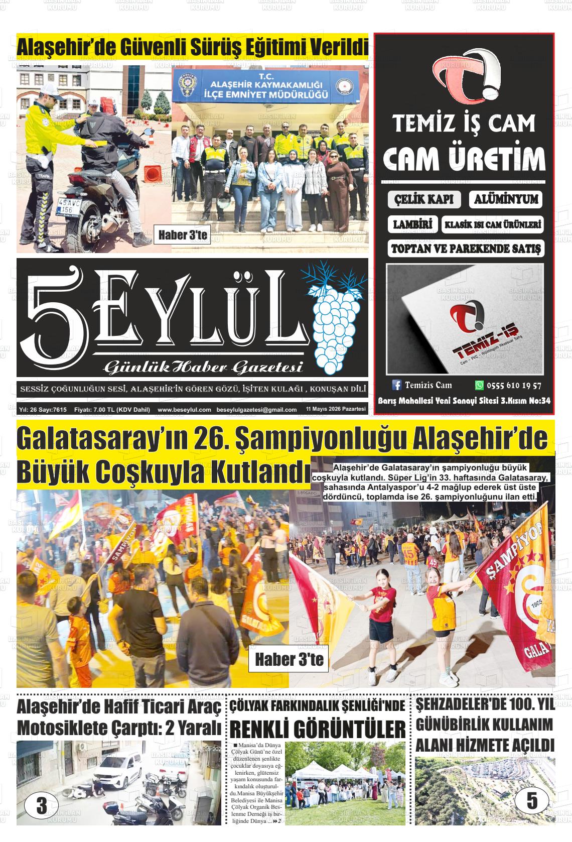Manisa Alasehir 5 Eylul 11.05.2026