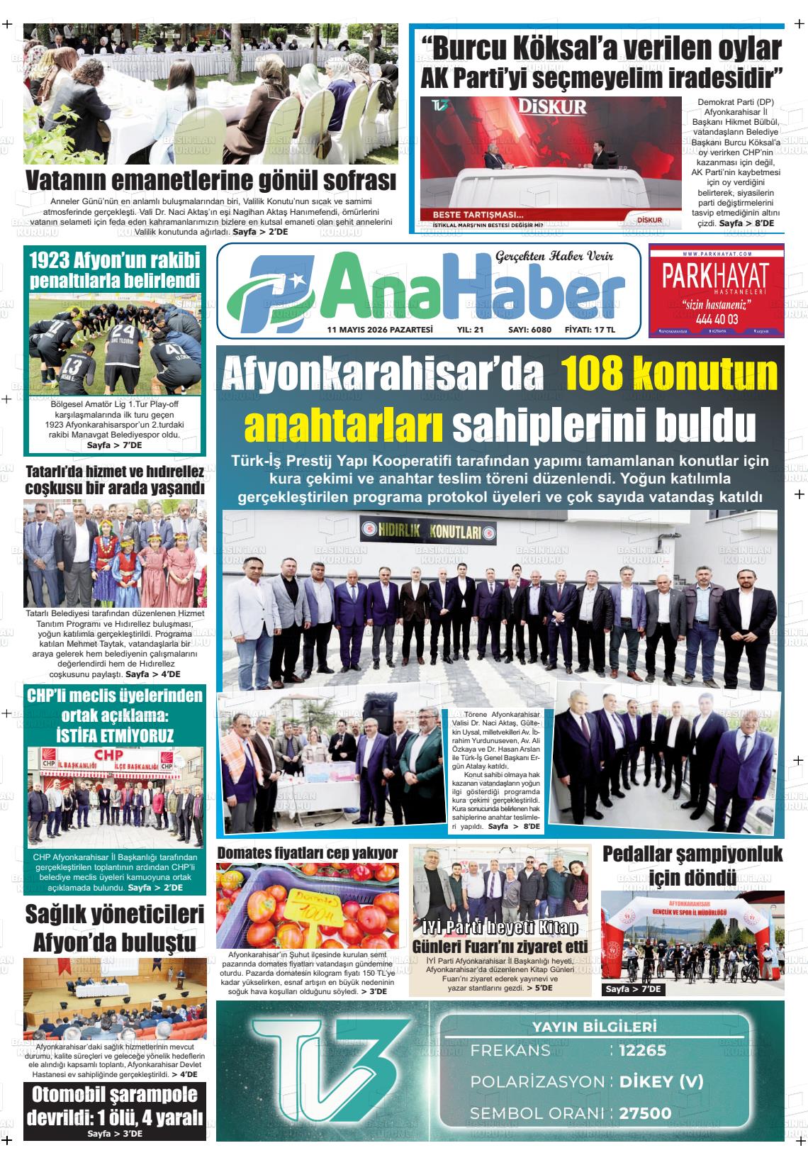 Afyonkarahisar Anahaber 11.05.2026
