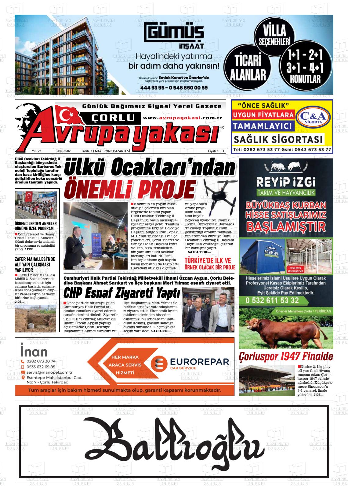 Tekirdag Avrupayakasi 11.05.2026