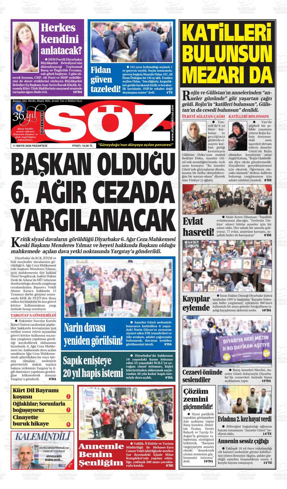 Diyarbakir Soz 11.05.2026