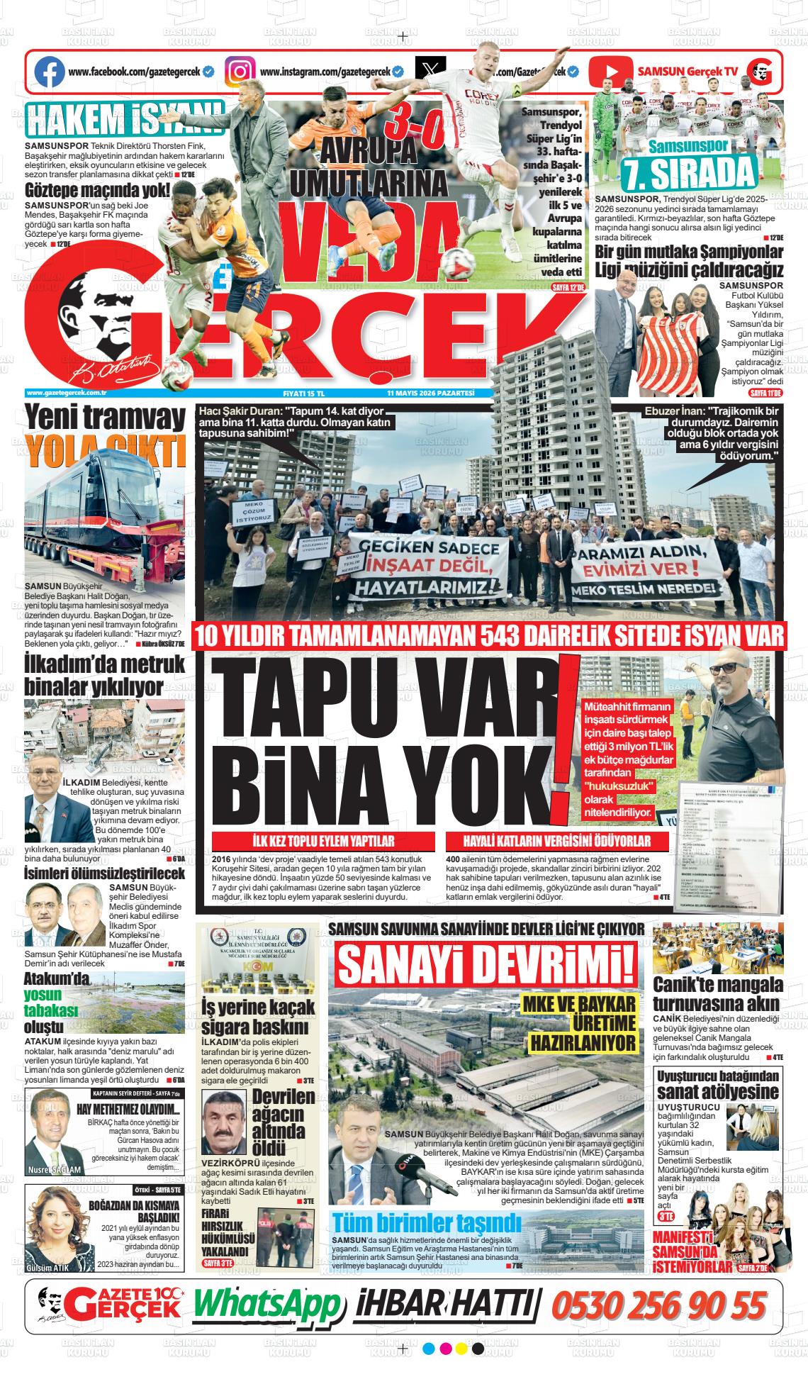 Samsun Gazetegercek 11.05.2026