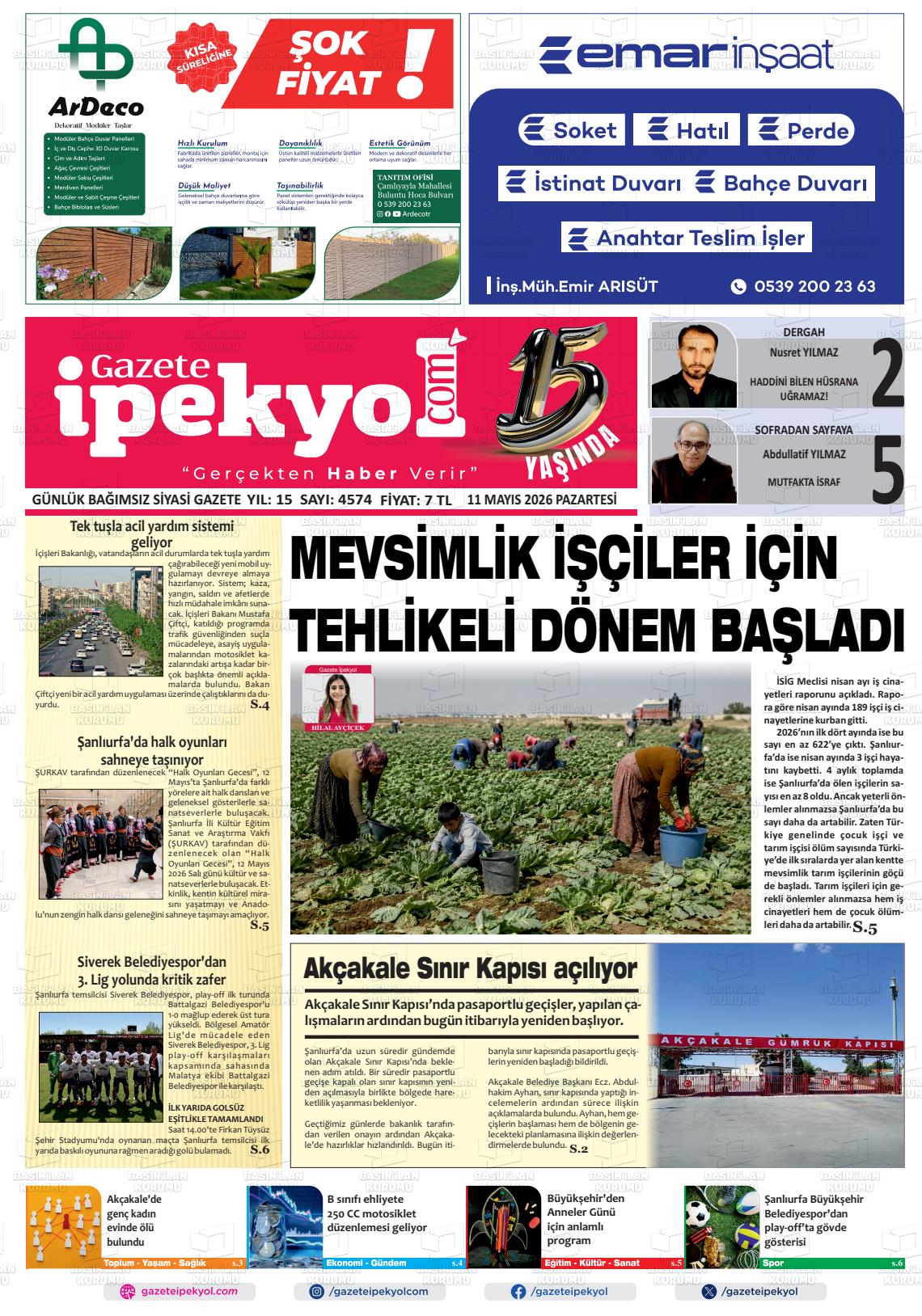 Sanliurfa Gazeteipekyol 11.05.2026