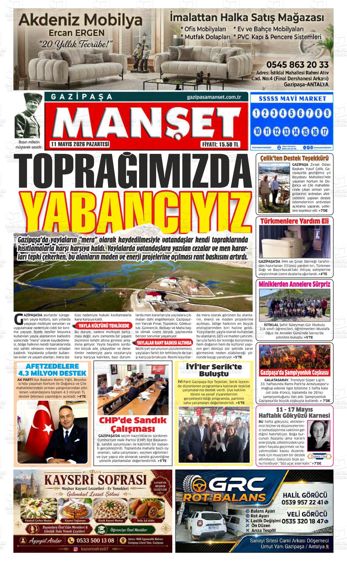 Antalya Gazipasamanset 11.05.2026