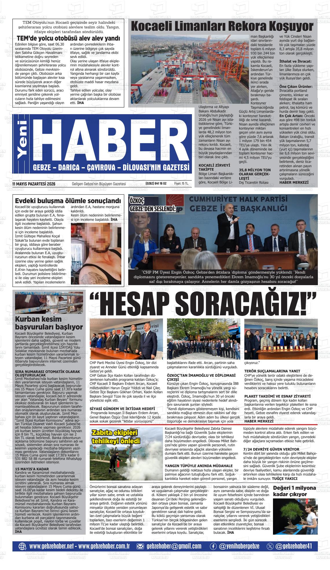 Kocaeli Gebzehaber 11.05.2026