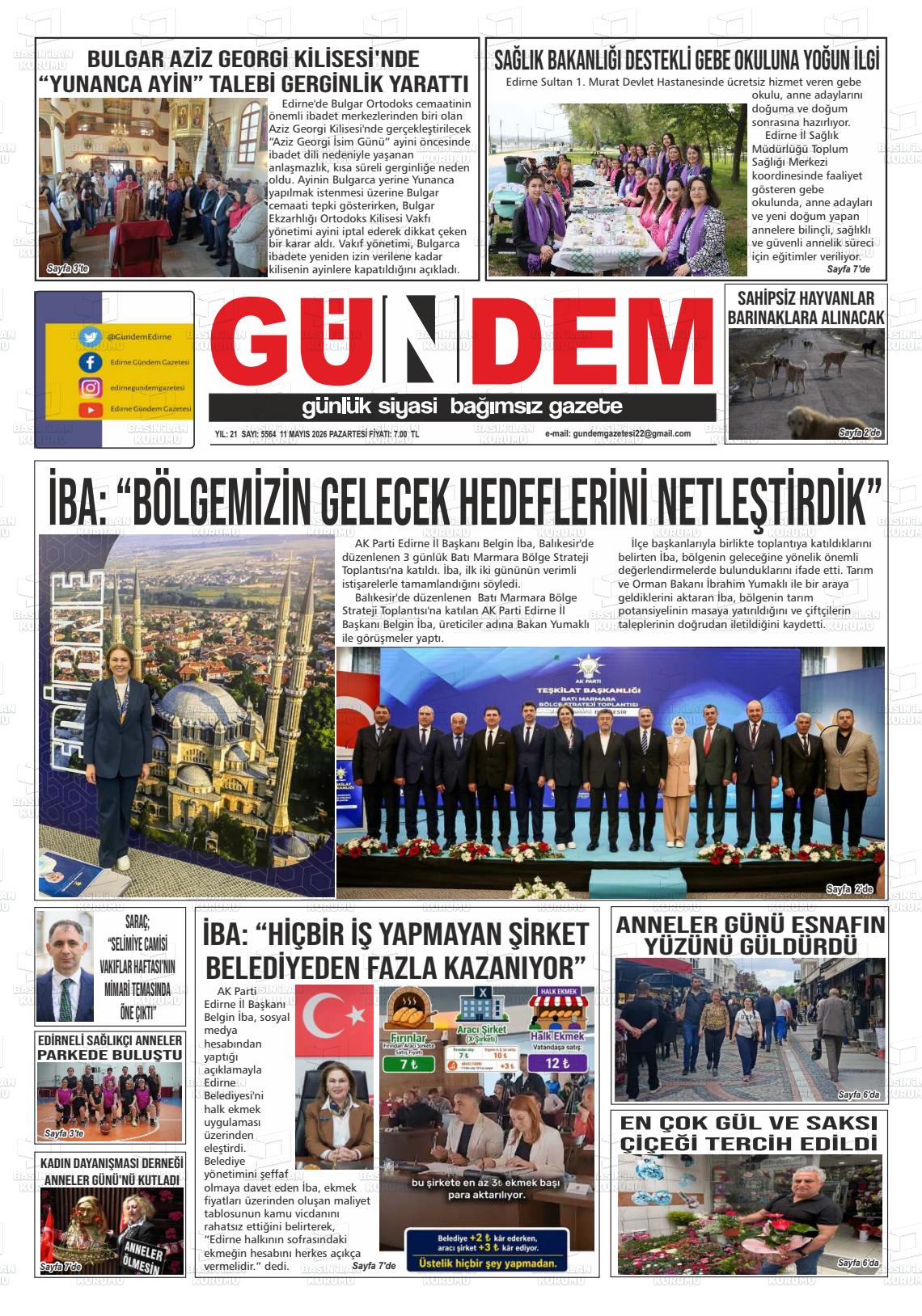Edirne Gundem 11.05.2026