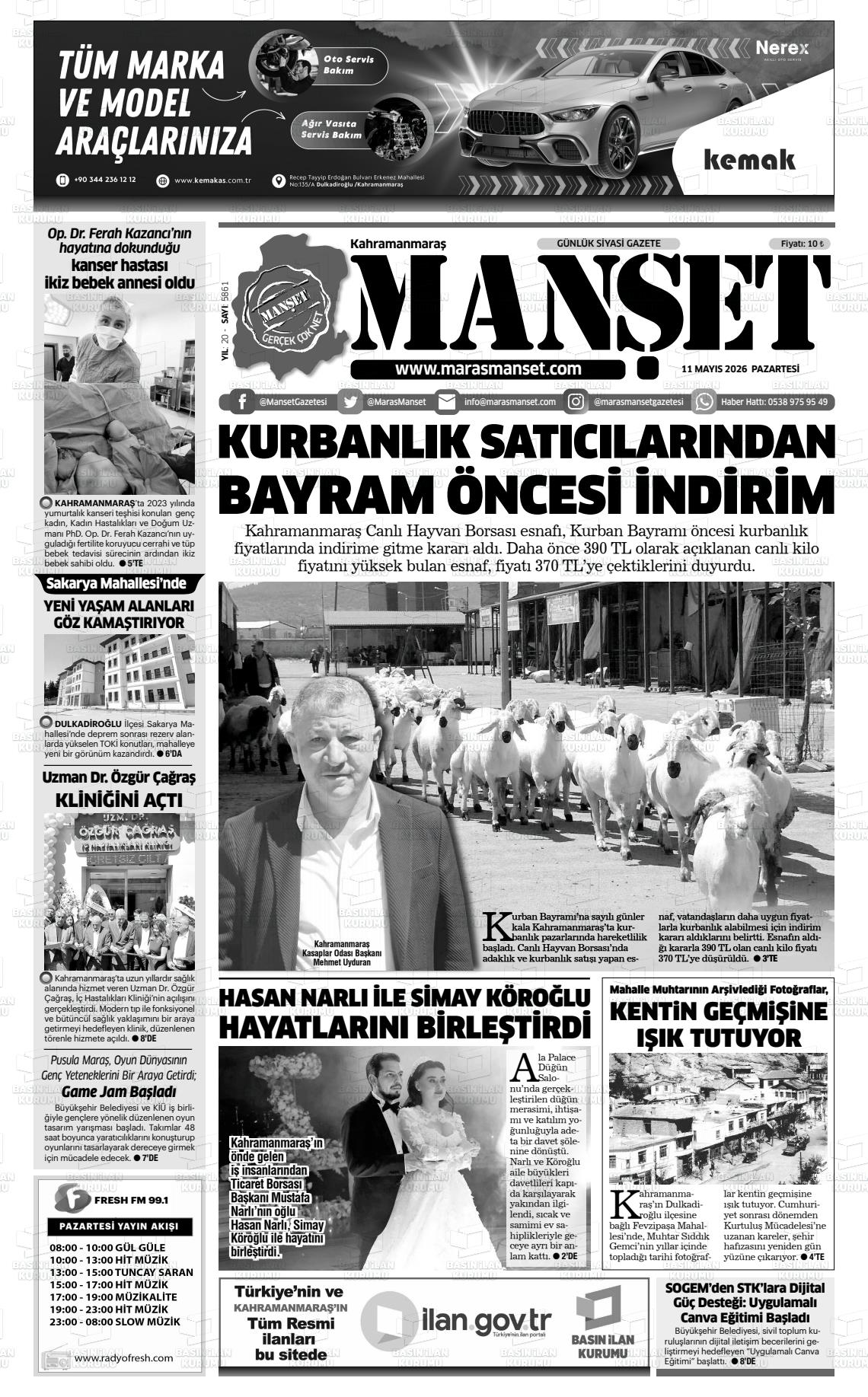 Kahramanmaras Manset 11.05.2026